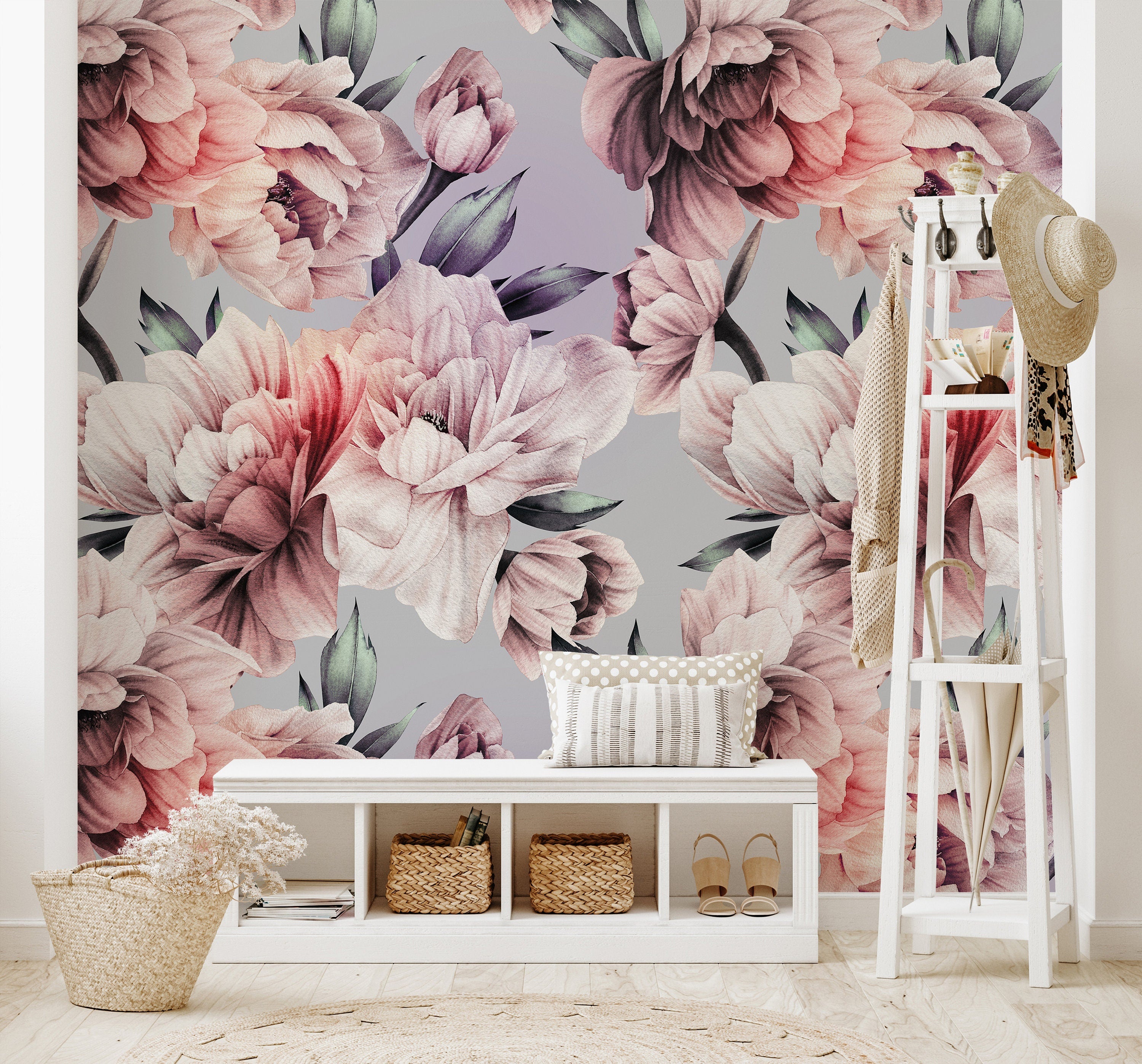 Large Floral Mural Wallpaper | Removable Wallpaper | Peel And Stick Wallpaper | Adhesive Wallpaper | Wall Paper Peel Stick Wall Mural 3669 - JamesAndColors
