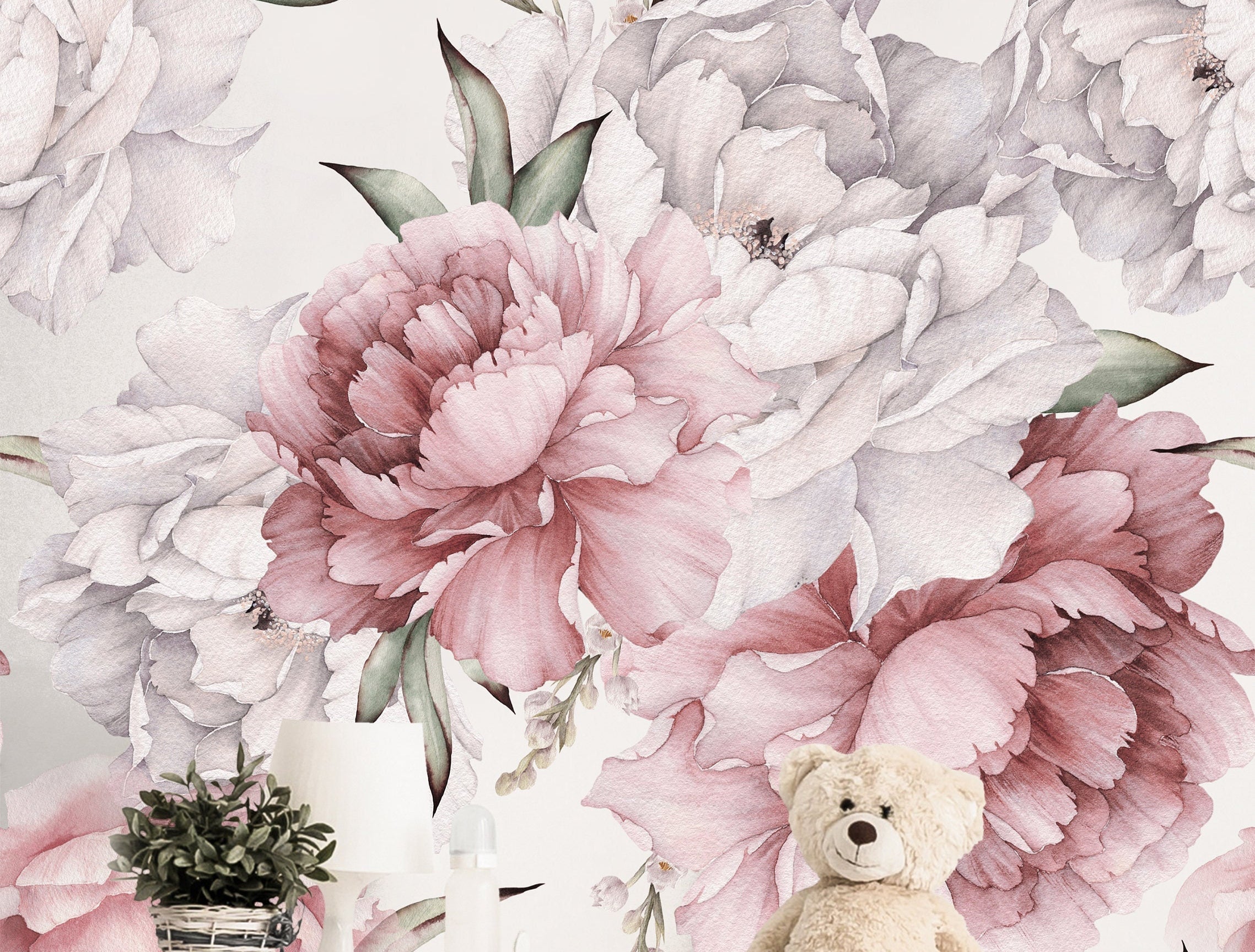 Large Floral Mural Wallpaper | Removable Wallpaper | Peel And Stick Wallpaper | Adhesive Wallpaper | Wall Paper Peel Stick Wall Mural 3667 - JamesAndColors