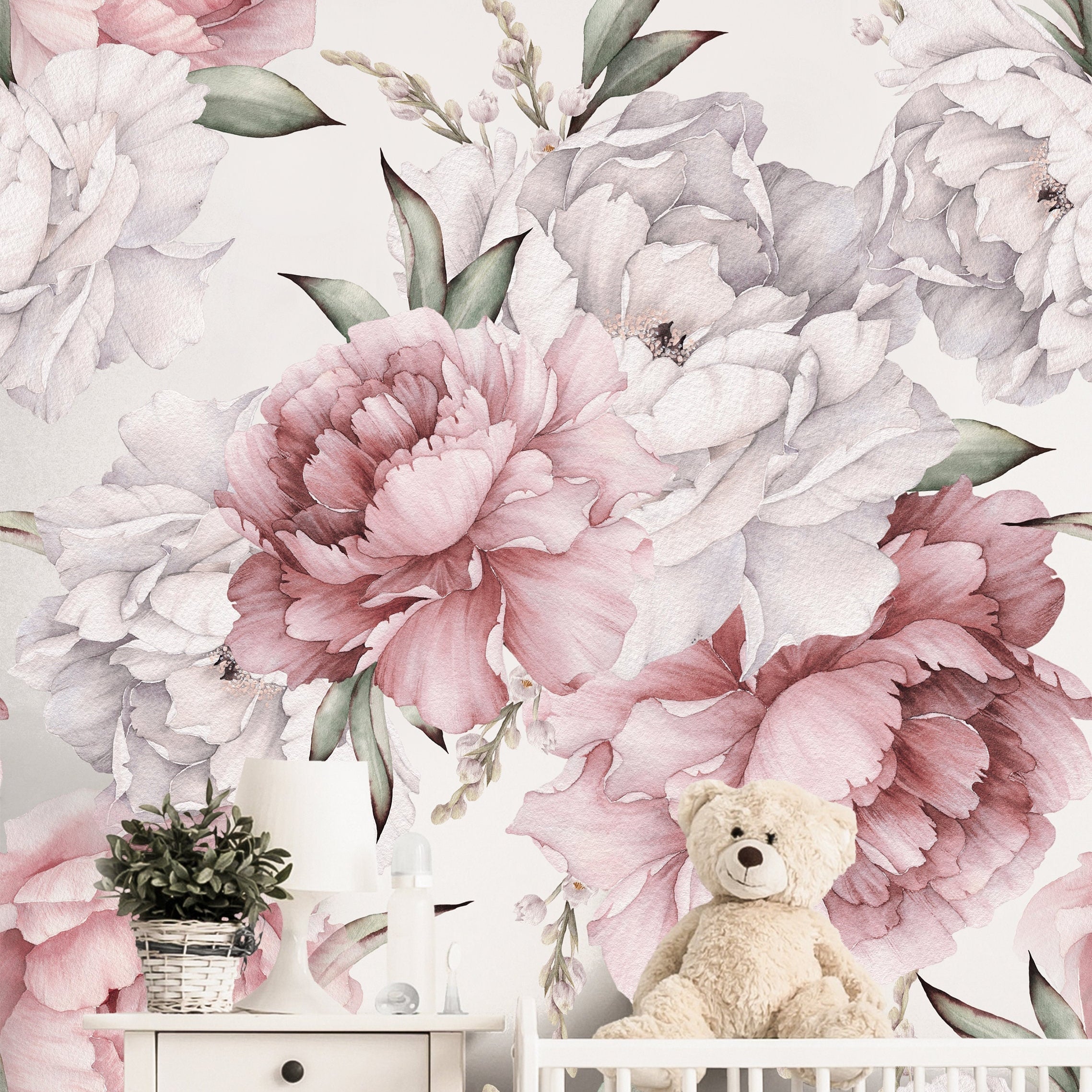 Large Floral Mural Wallpaper | Removable Wallpaper | Peel And Stick Wallpaper | Adhesive Wallpaper | Wall Paper Peel Stick Wall Mural 3667 - JamesAndColors