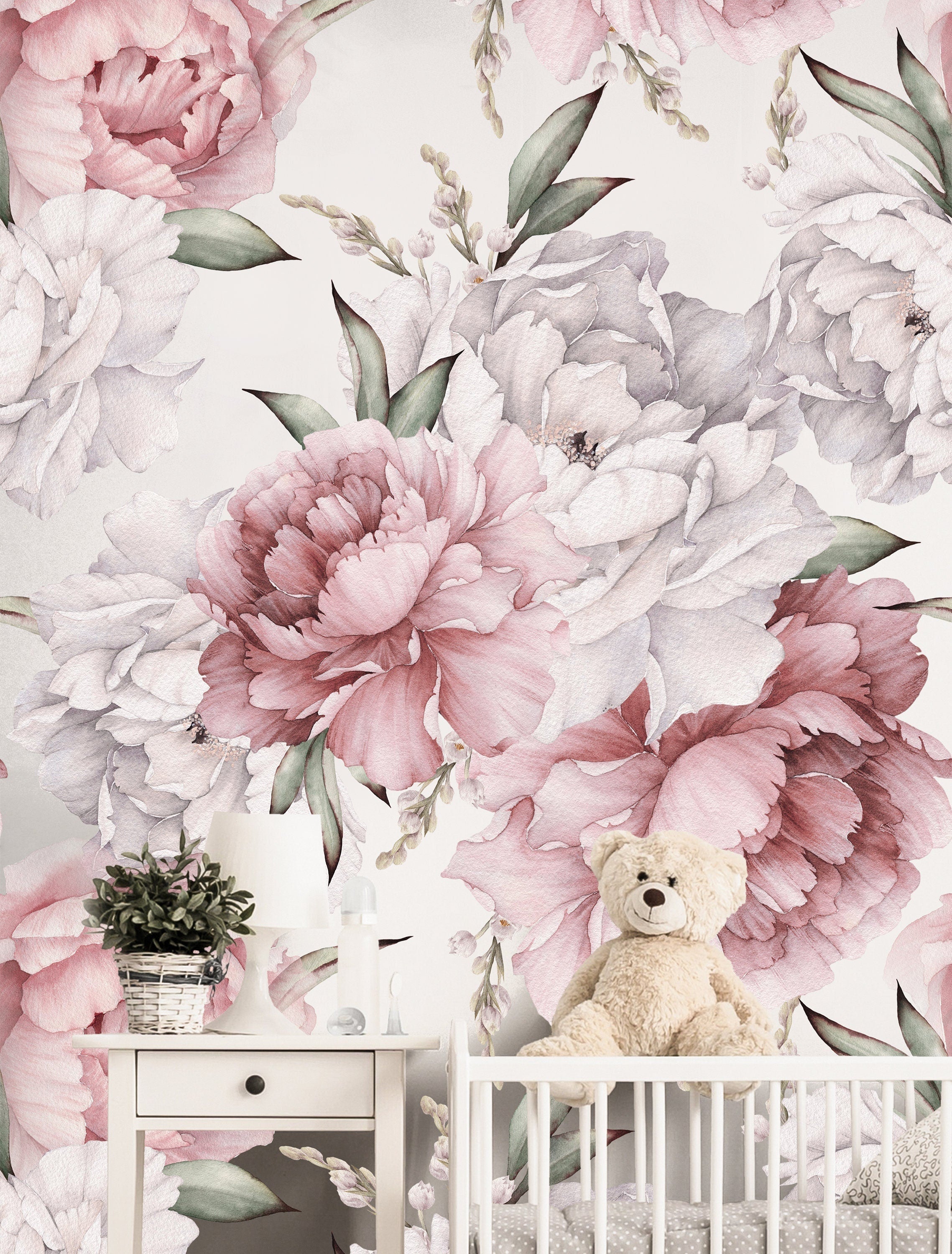 Large Floral Mural Wallpaper | Removable Wallpaper | Peel And Stick Wallpaper | Adhesive Wallpaper | Wall Paper Peel Stick Wall Mural 3667 - JamesAndColors