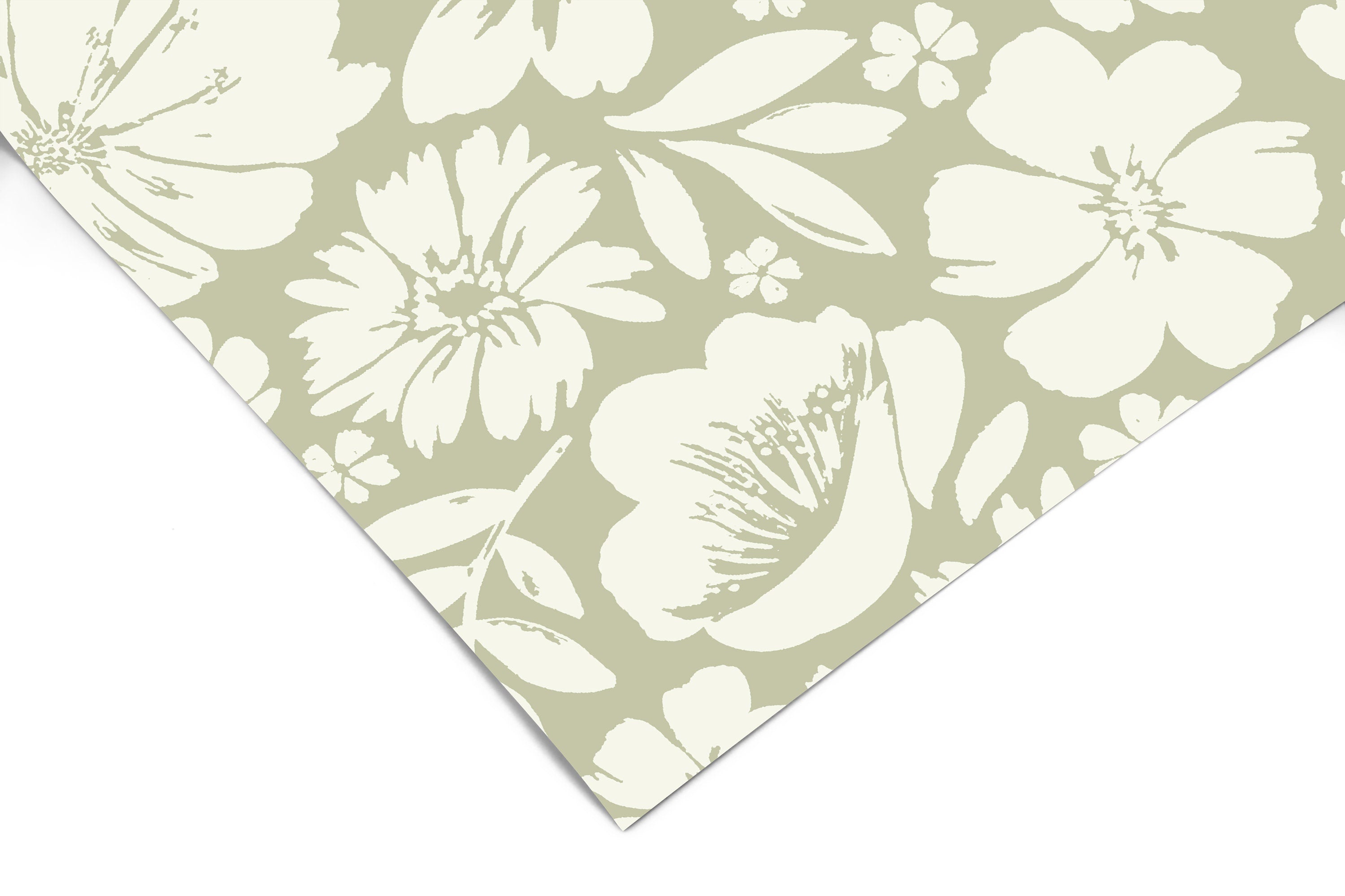 Wallpaper Peel and Stick Wallpaper Muted Olive and White Floral Stamped Removable Wallpaper Wall Decor Home Decor Wall Art Room Decor 3747 - JamesAndColors