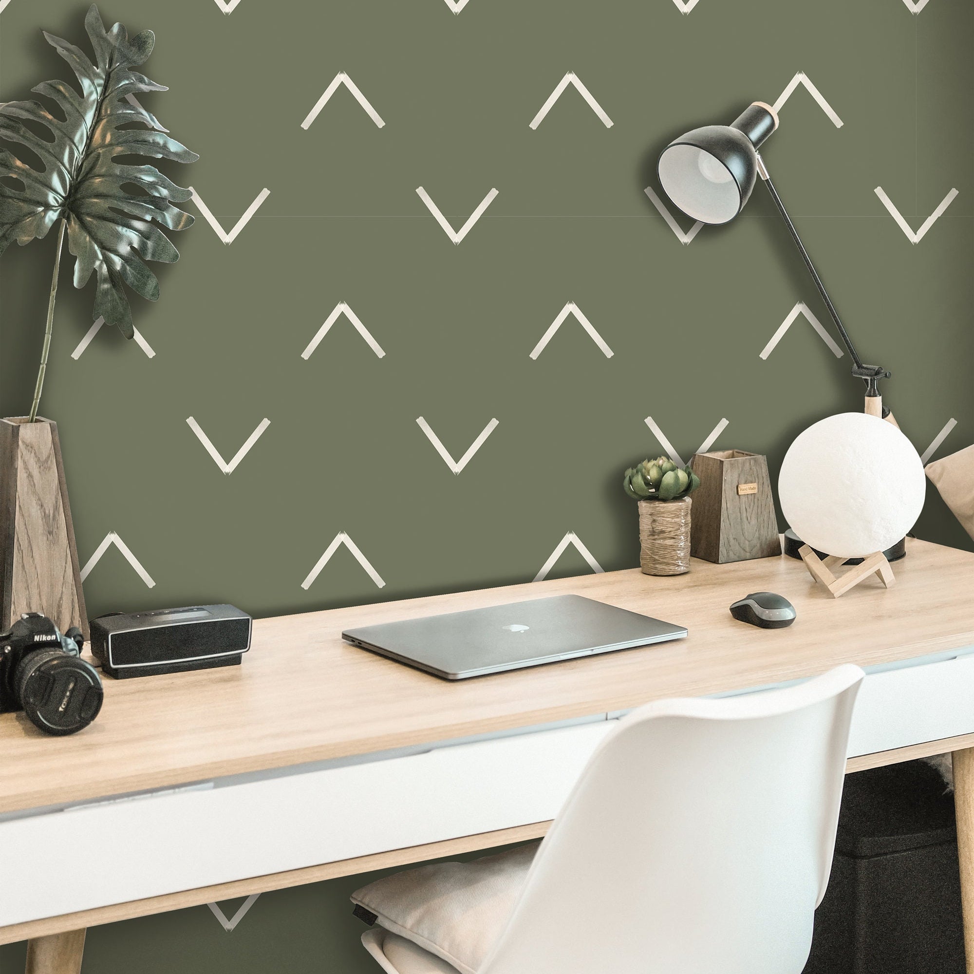 Wallpaper Peel and Stick Wallpaper Olive Cream Minimalist Boho Chevron Removable Wallpaper Wall Decor Home Decor Wall Art Room Decor 3756 - JamesAndColors