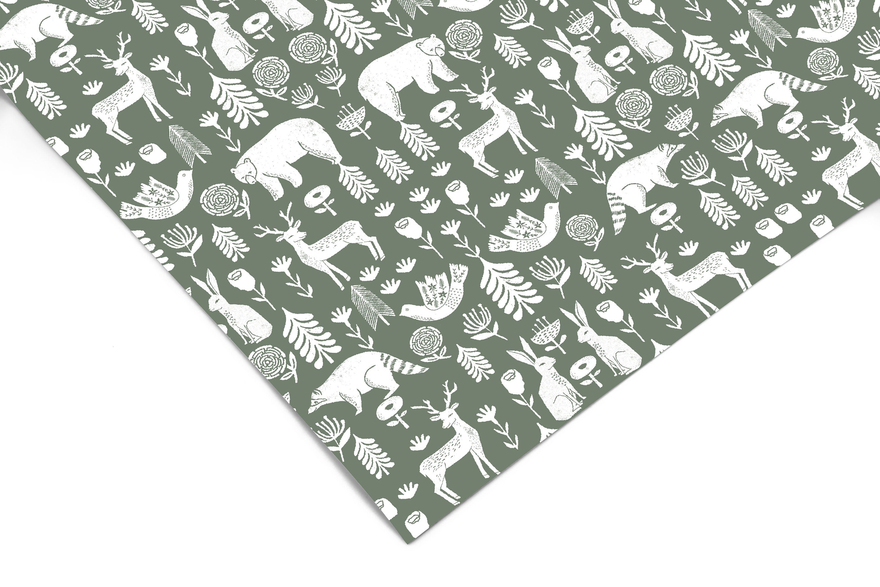 Green White Animal Contact Paper | Peel And Stick Wallpaper | Removable Wallpaper | Shelf Liner | Drawer Liner Peel and Stick Paper 1098 - JamesAndColors