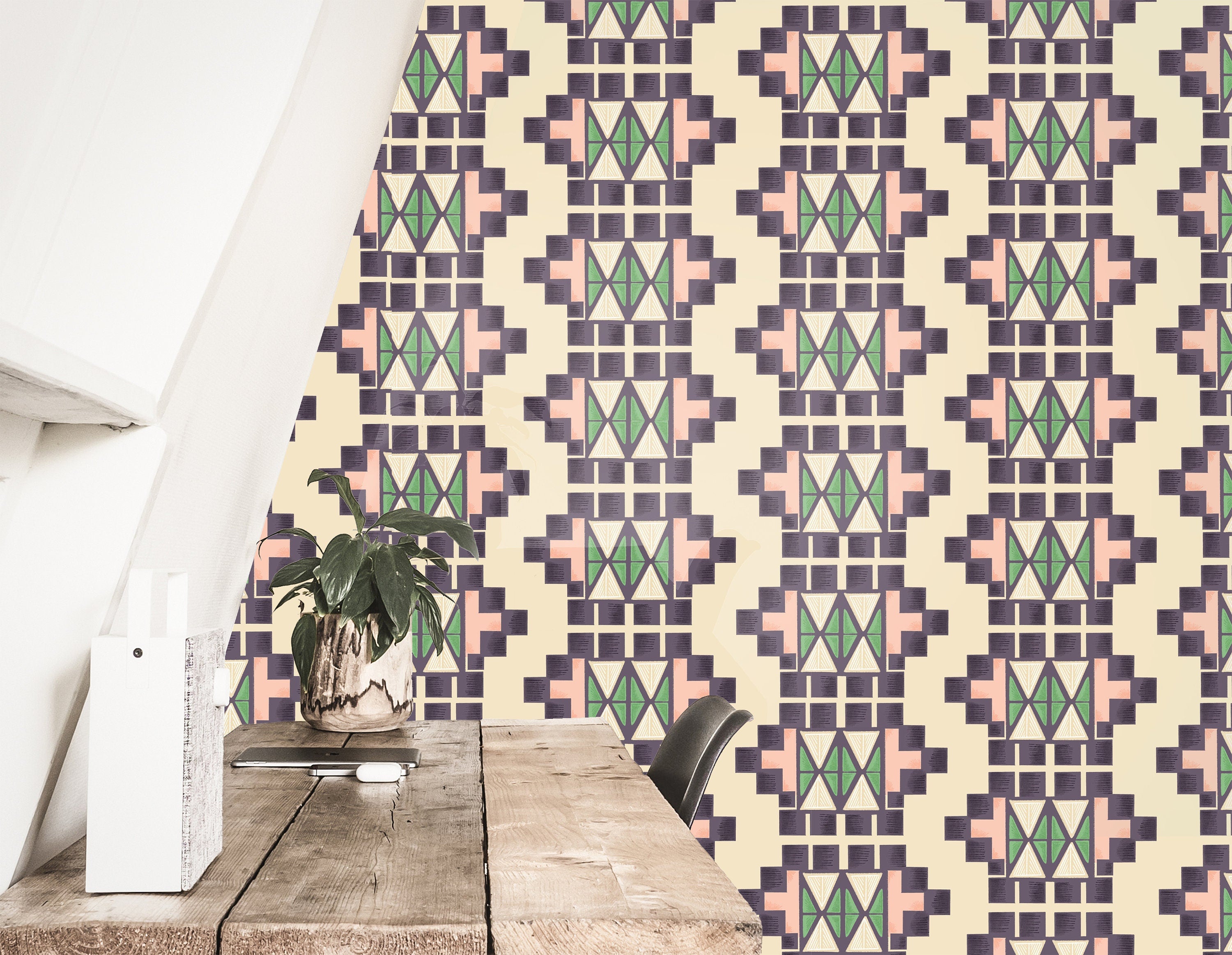 Boho Abstract Desert Wallpaper | Removable Wallpaper | Peel And Stick Wallpaper | Adhesive Wallpaper | Wall Paper Peel Stick Wall Mural 3656 - JamesAndColors
