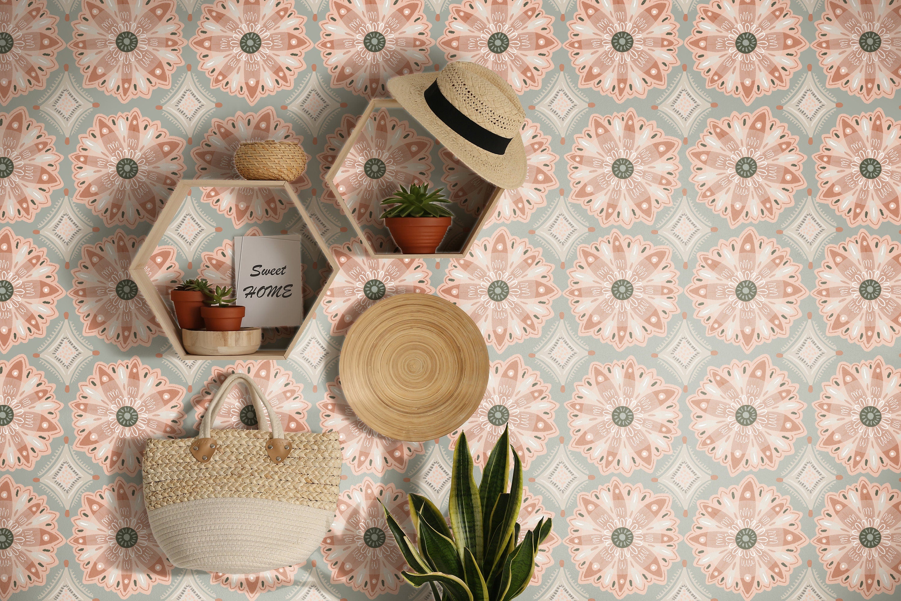 Boho Pattern Wallpaper | Removable Wallpaper | Peel And Stick Wallpaper | Adhesive Wallpaper | Wall Paper Peel Stick Wall Mural 3672 - JamesAndColors