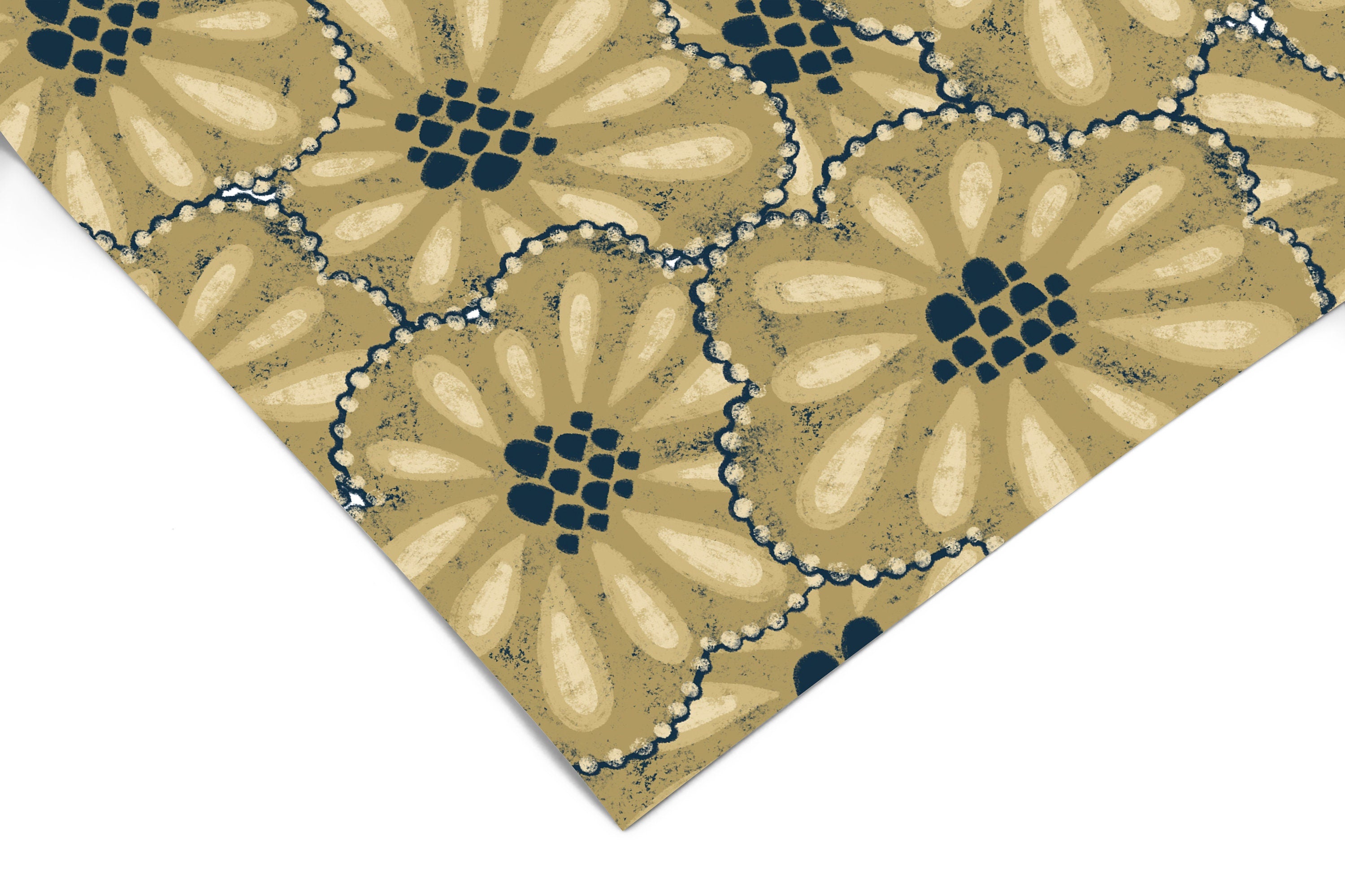 Golden Floral Wallpaper | Removable Wallpaper | Peel And Stick Wallpaper | Adhesive Wallpaper | Wall Paper Peel Stick Wall Mural 3673 - JamesAndColors
