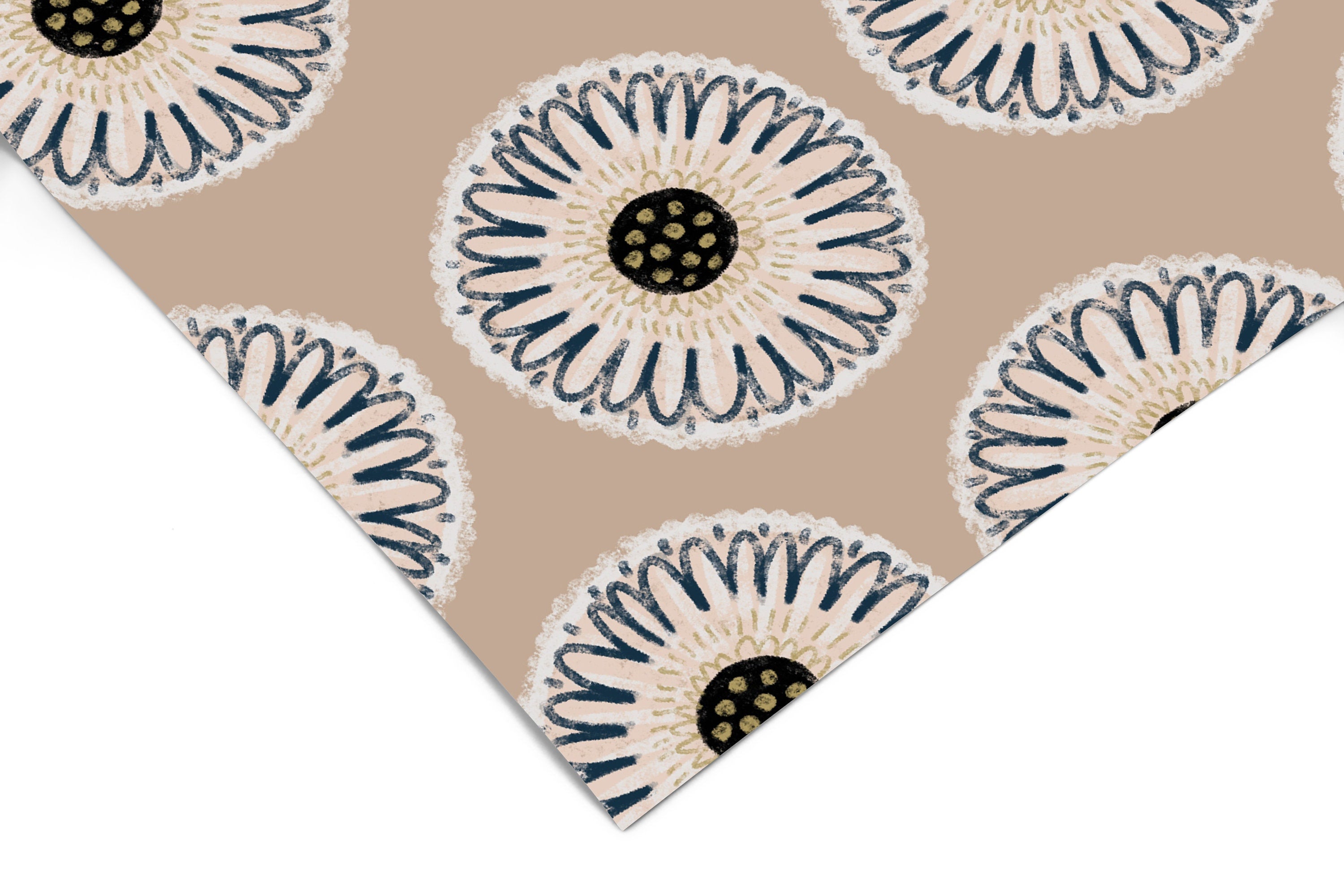 Boho Tan Floral Wallpaper Peel and Stick Wallpaper Removable Wallpaper Wall Decor Home Decor Wall Art Printable Wall Art Room Decor 3686 - JamesAndColors