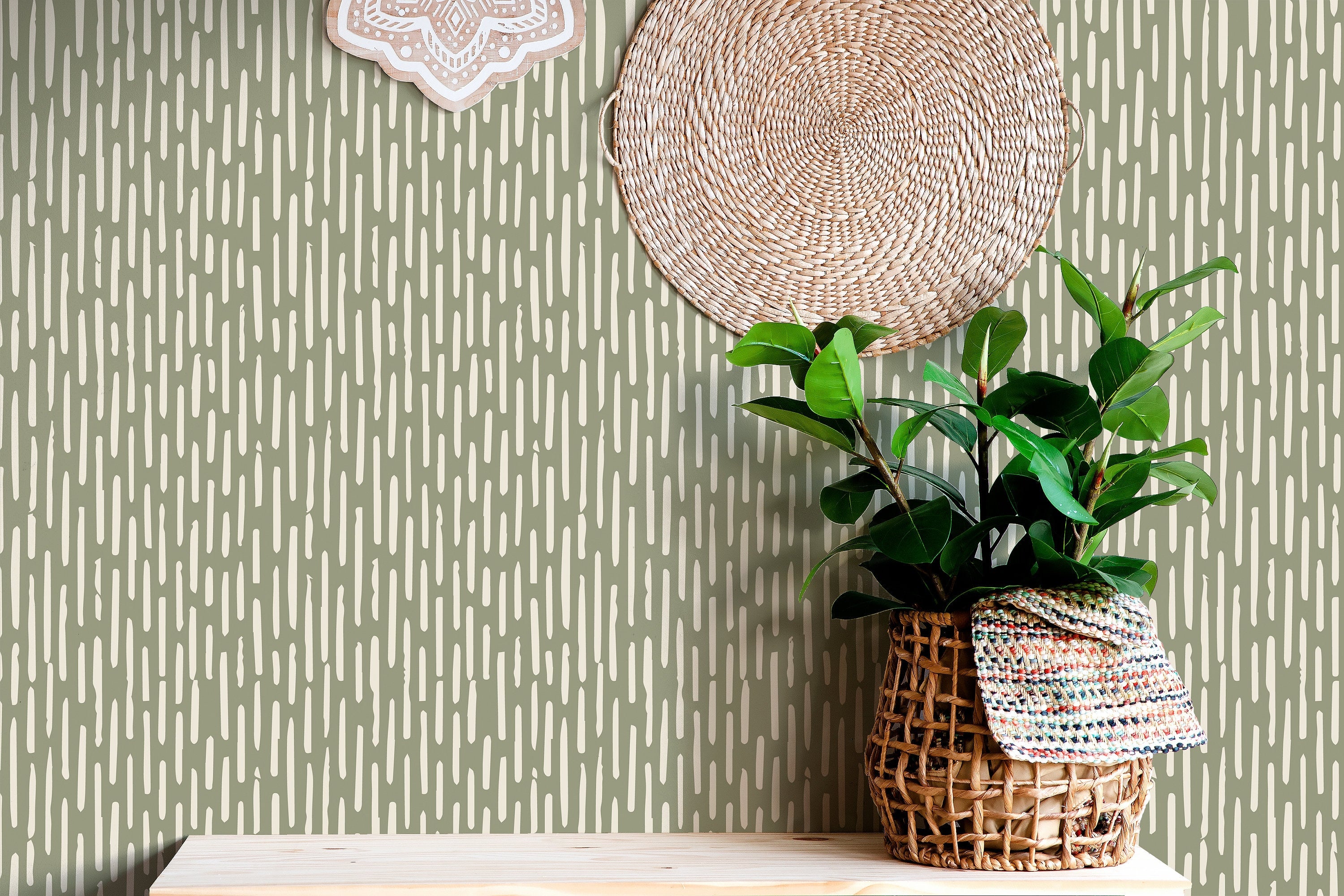 Olive And Cream Wallpaper Peel and Stick Wallpaper Removable Wallpaper Wall Decor Home Decor Wall Art Printable Wall Art Room Decor 3688 - JamesAndColors