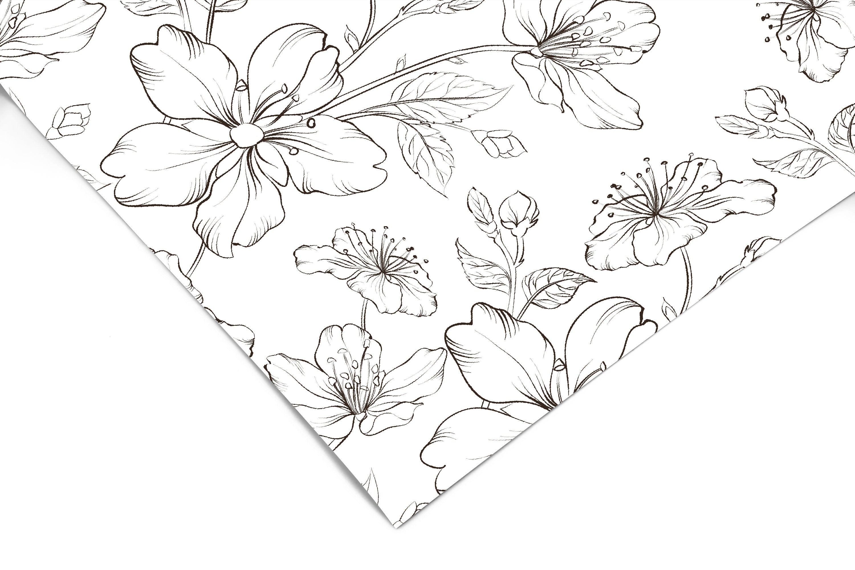 Wallpaper Peel and Stick Wallpaper Large Outline Floral Neutral White Removable Wallpaper Wall Decor Home Decor Wall Art Room Decor 3812 - JamesAndColors