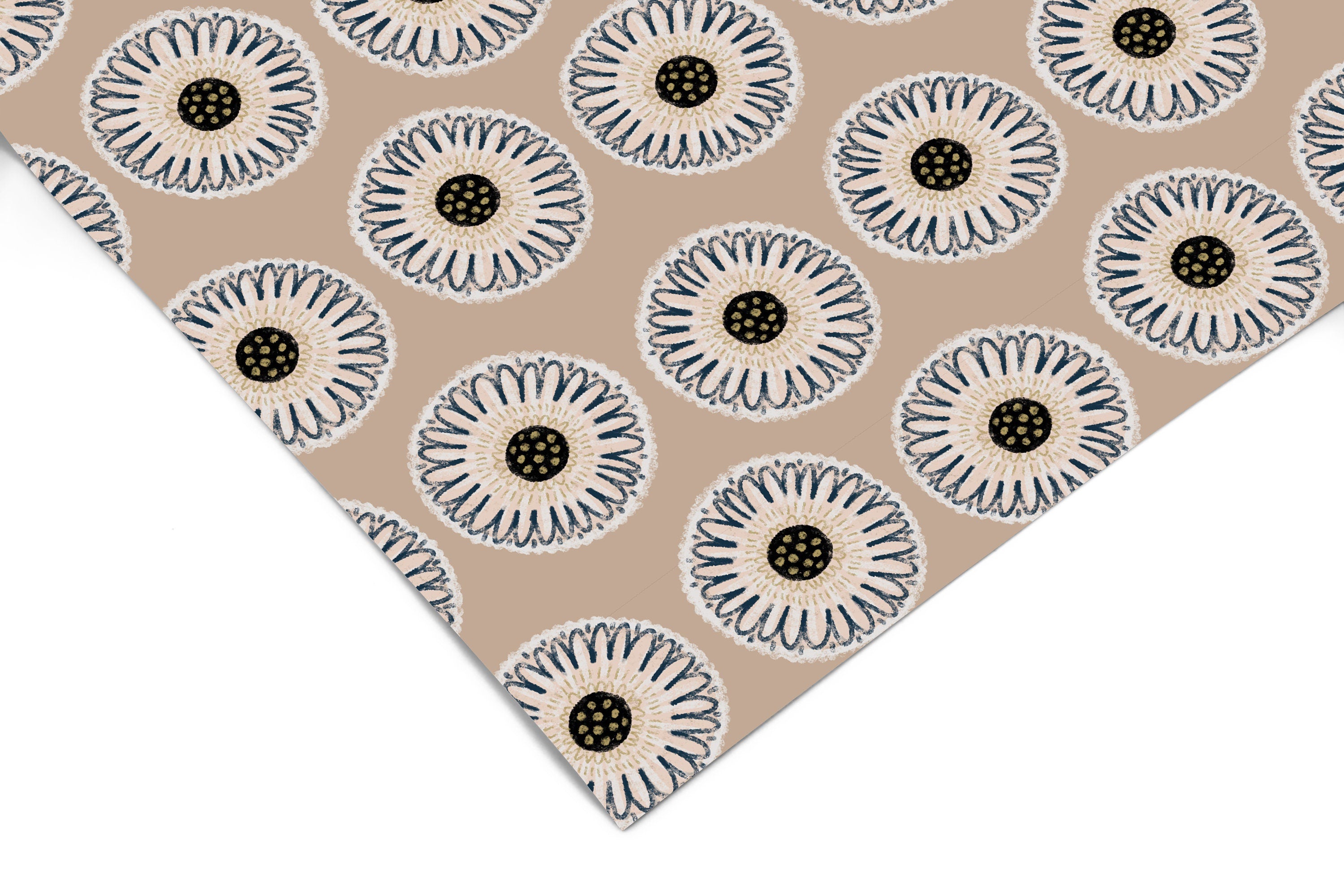 Tan Flower Pattern Contact Paper | Peel And Stick Wallpaper | Removable Wallpaper | Shelf Liner | Drawer Liner | Peel and Stick Paper 1024 - JamesAndColors