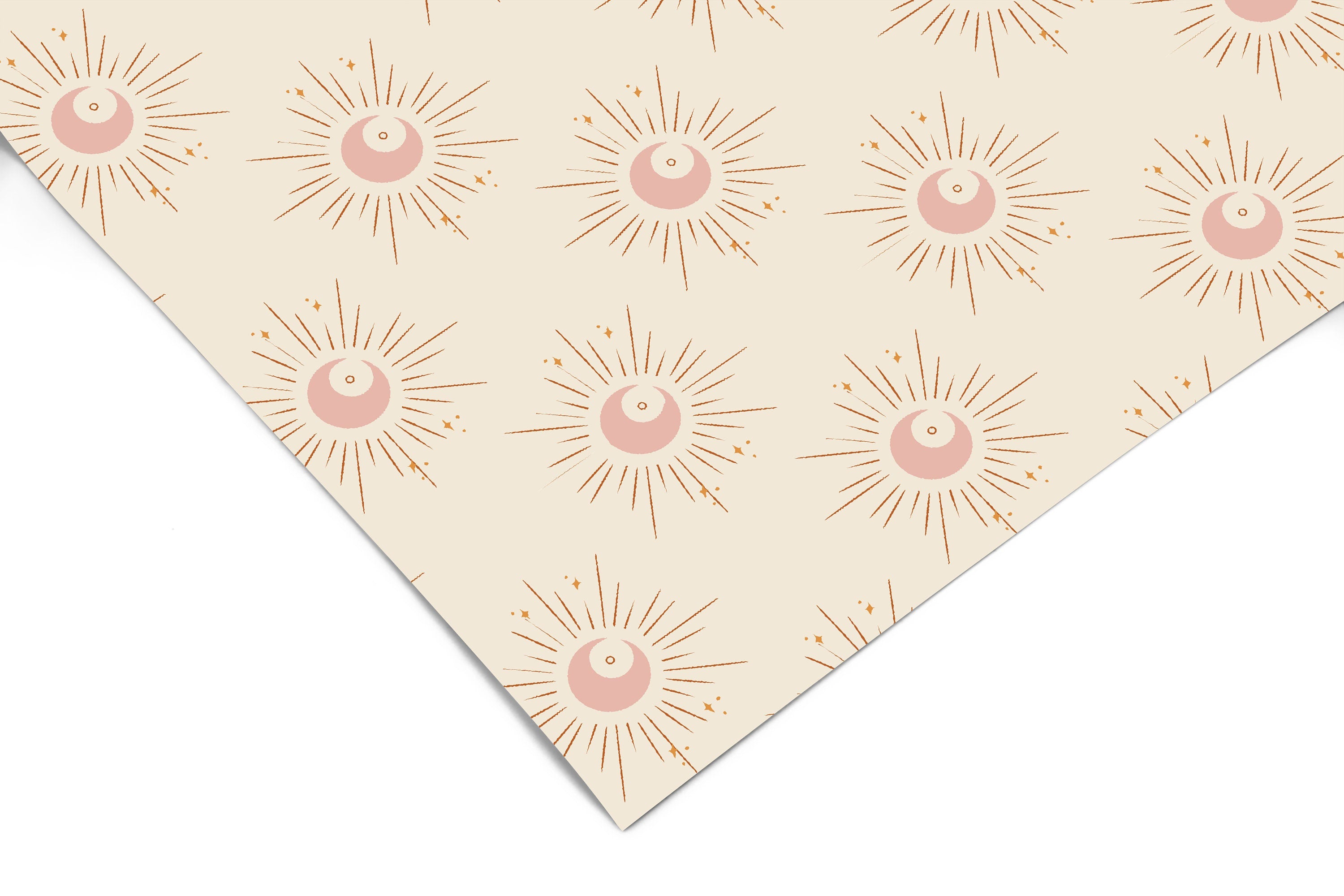 Pink Sun Moon Boho Contact Paper | Peel And Stick Wallpaper | Removable Wallpaper | Shelf Liner | Drawer Liner | Peel and Stick Paper 1034 - JamesAndColors