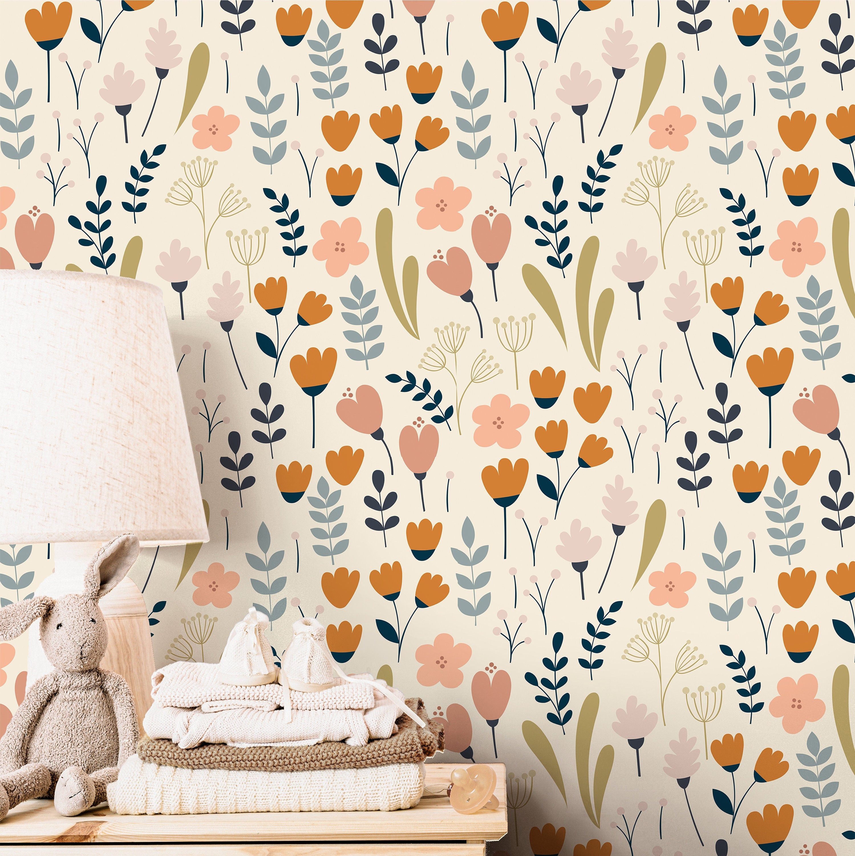 Floral Wallpaper | Girls Nursery Wallpaper | Kids Wallpaper | Childrens Wallpaper | Peel Stick Wallpaper | Removable Wallpaper | 3595 - JamesAndColors