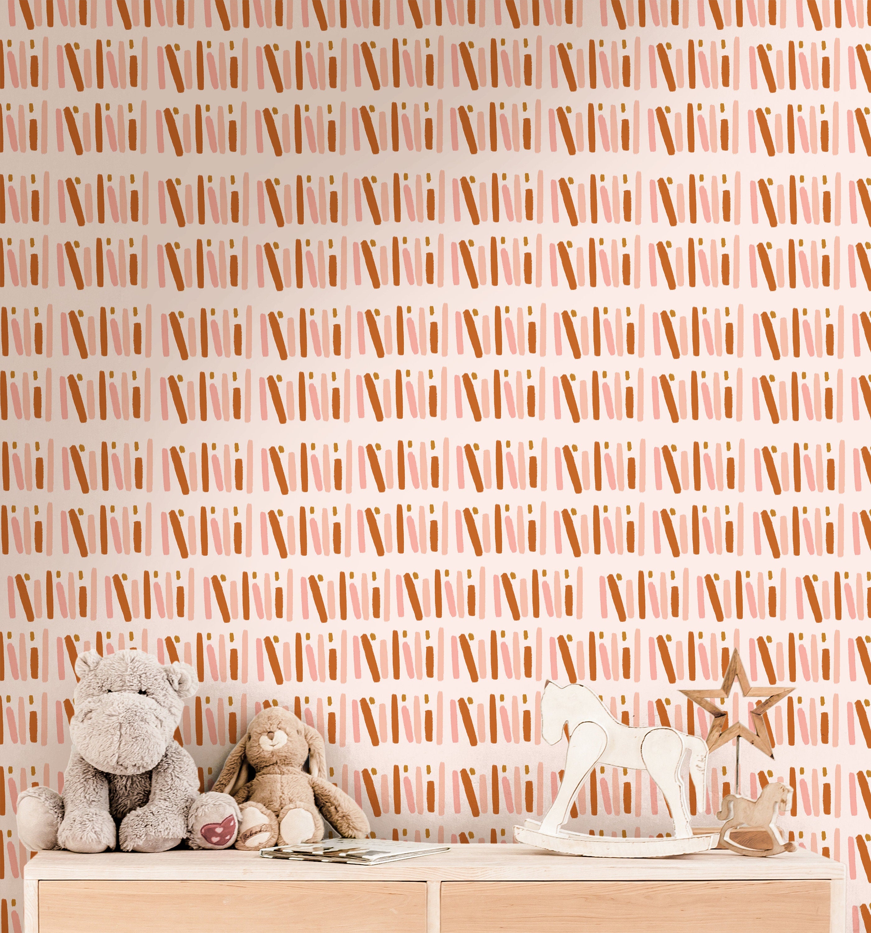 Pink Terracotta Wallpaper | Girls Nursery Wallpaper | Kids Wallpaper | Childrens Wallpaper | Peel Stick Wallpaper | Removable Wallpaper 3543 - JamesAndColors
