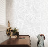 Removable Wallpaper Gray White Leaf Wallpaper | Peel And Stick Wallpaper | Adhesive Wallpaper | Wall Paper Peel Stick Wall Mural 3530 - JamesAndColors