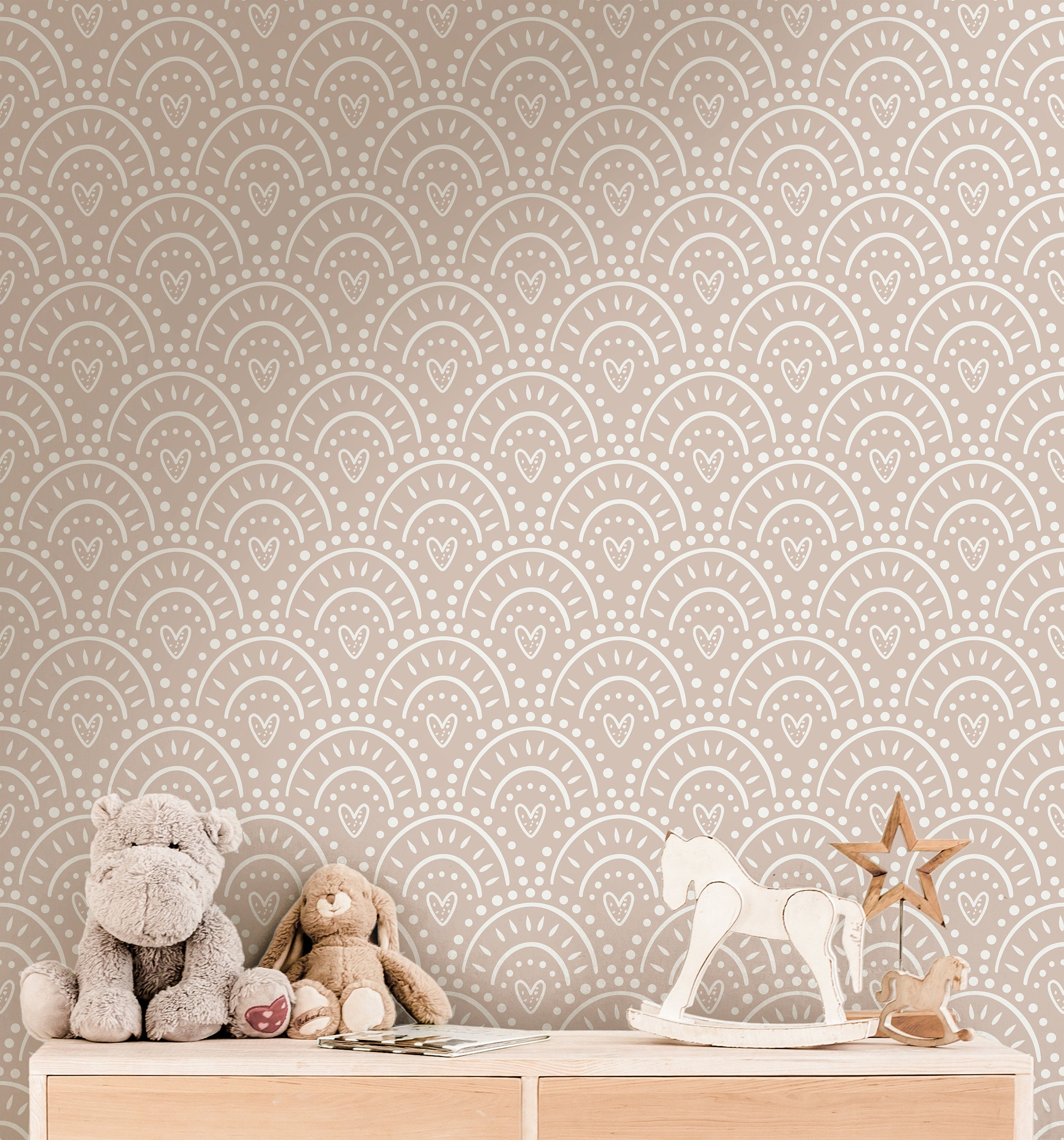 Boho Hearts Wallpaper | Girls Nursery Wallpaper | Kids Wallpaper | Childrens Wallpaper | Peel Stick Wallpaper | Removable Wallpaper | 3705 - JamesAndColors