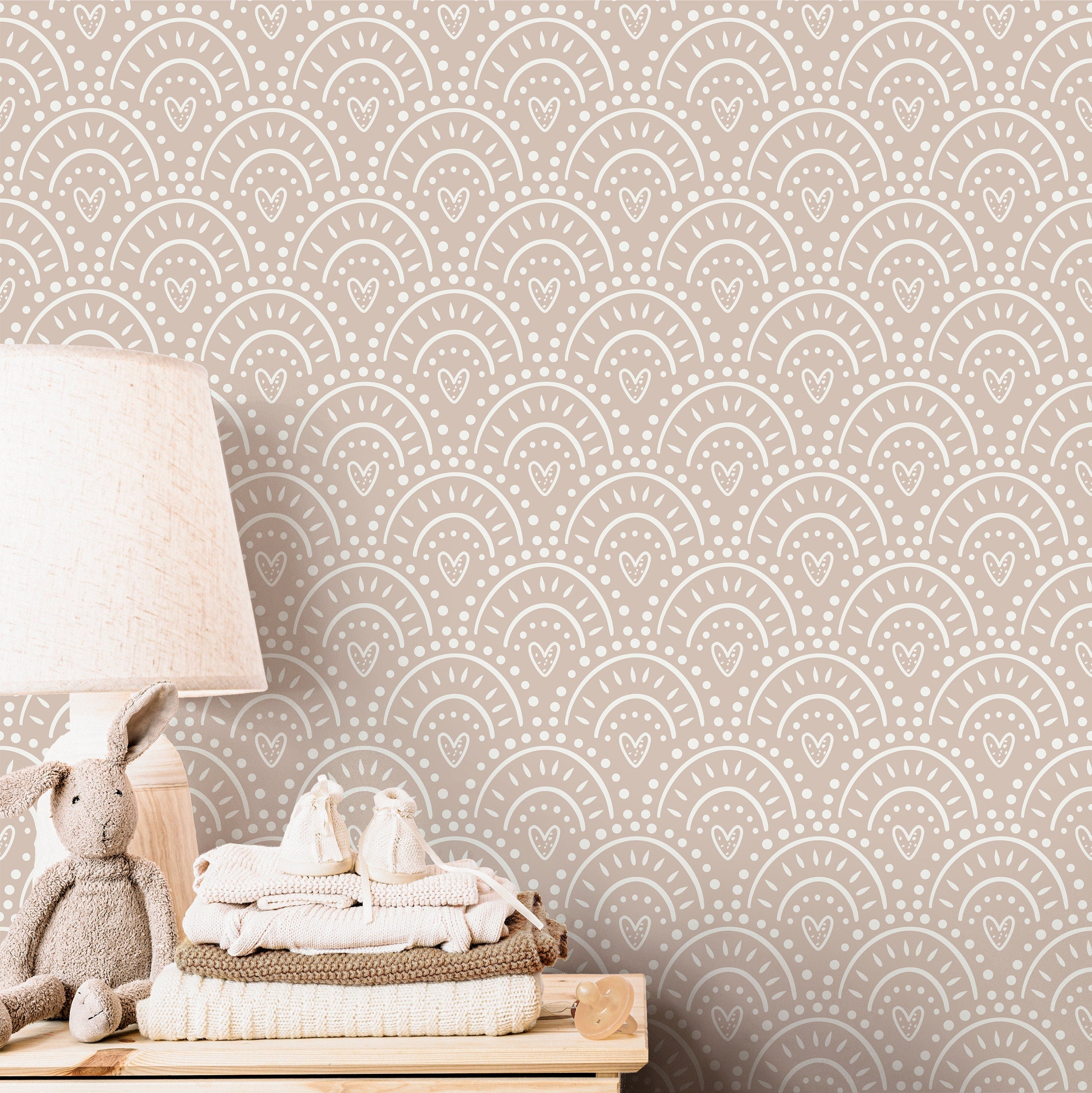 Boho Hearts Wallpaper | Girls Nursery Wallpaper | Kids Wallpaper | Childrens Wallpaper | Peel Stick Wallpaper | Removable Wallpaper | 3705 - JamesAndColors