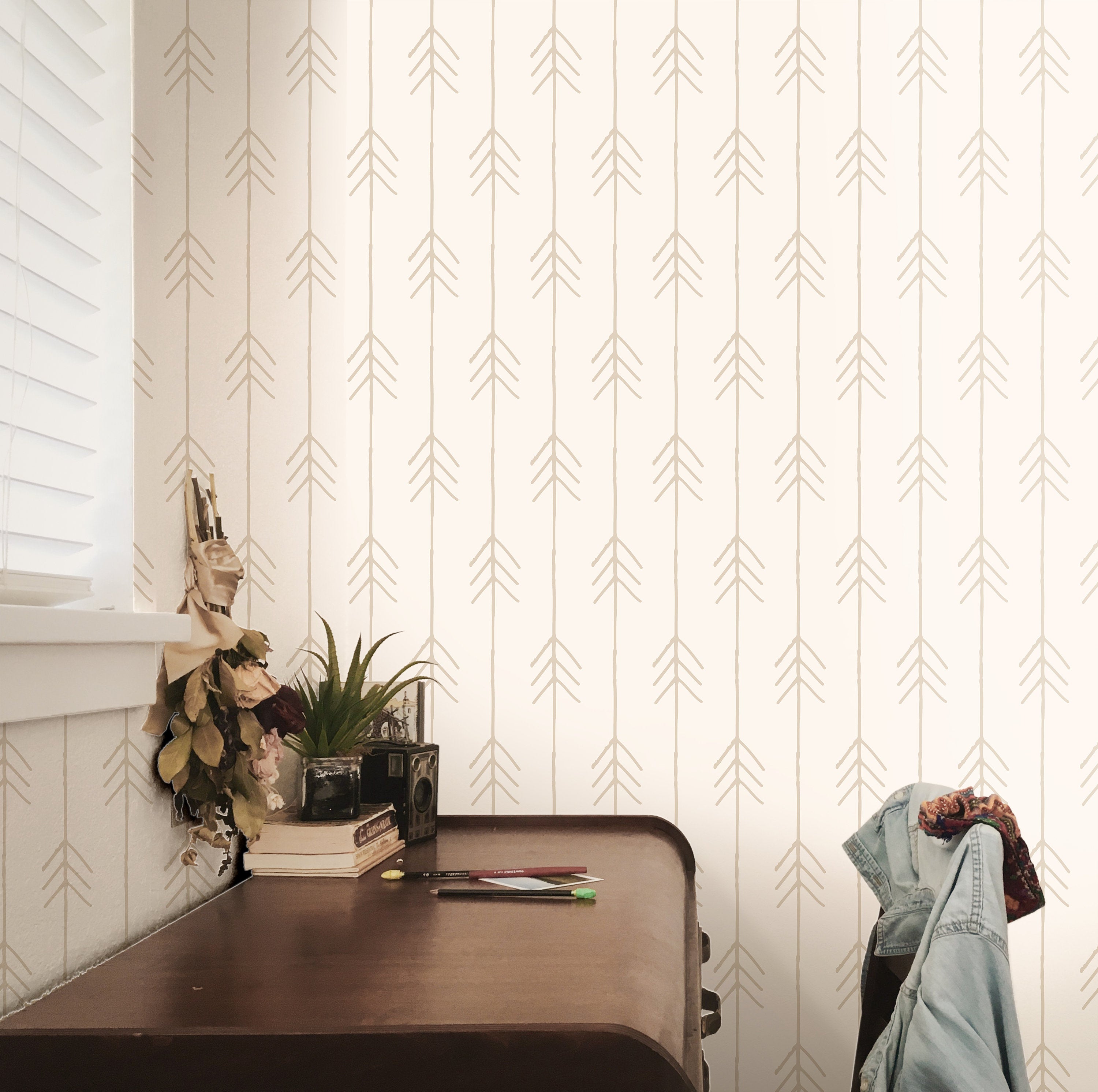 Tan Arrow Wall Decor Wallpaper Peel and Stick Wallpaper Removable Wallpaper Wall Decor Home Decor Wall Art Printable Wall Art Room Decor 658 - JamesAndColors