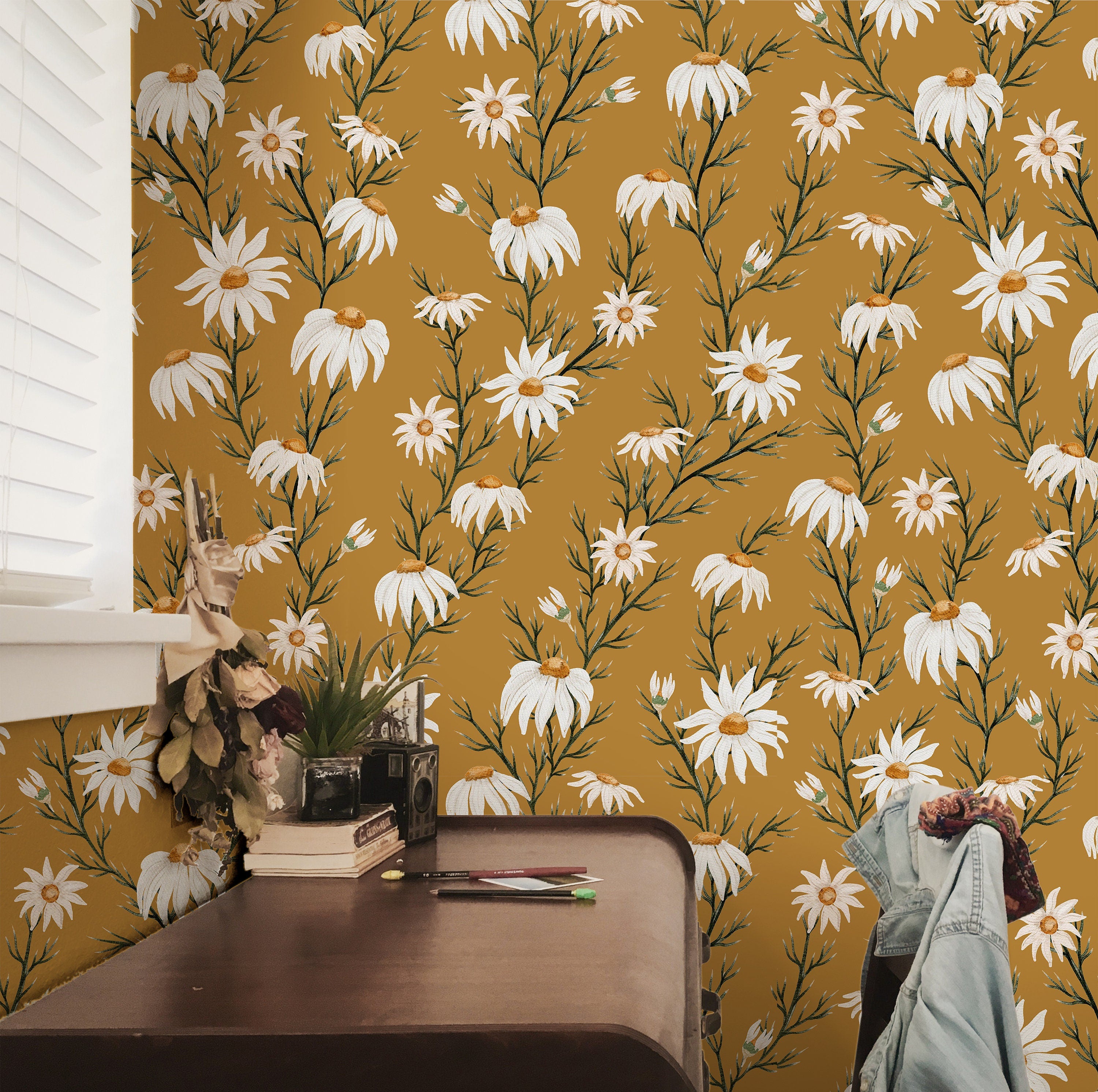 Southern Daisy Floral Wallpaper | Wallpaper Peel and Stick | Removable Wallpaper | Peel and Stick Wallpaper | Wall Paper Peel And Stick  912 - JamesAndColors