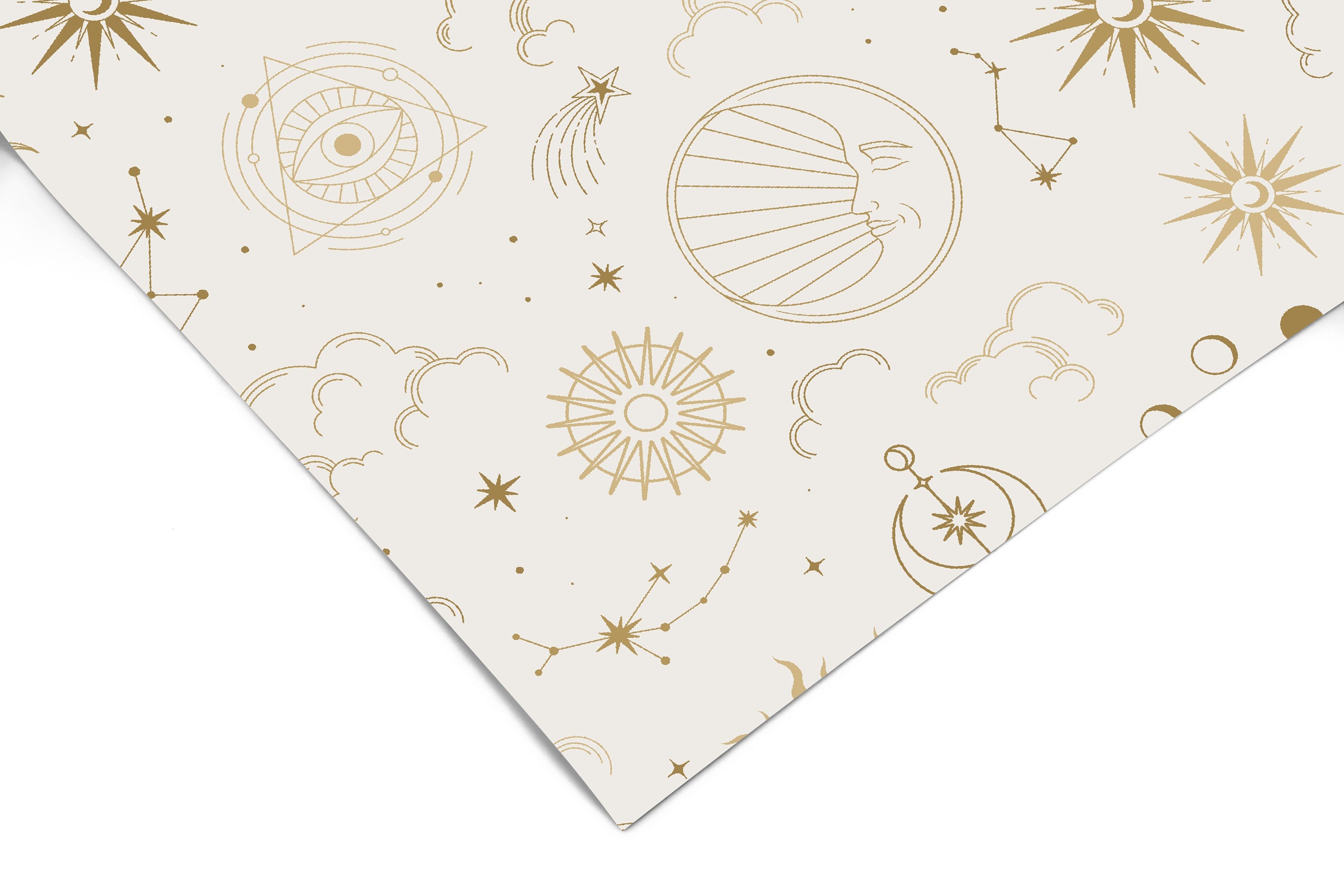 Gold Cream Celestial Contact Paper Peel and Stick Wallpaper