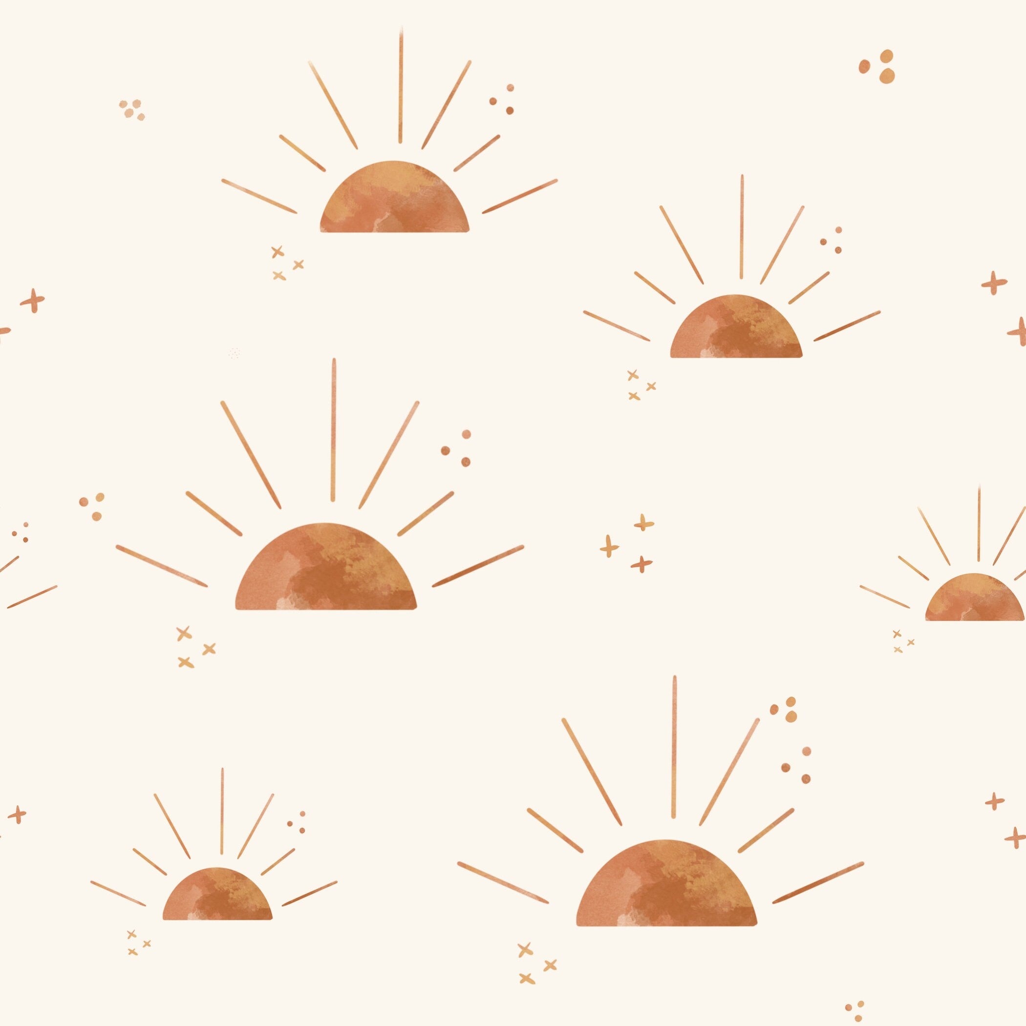 Golden Sun and Stars Boho Wallpaper | Girls Nursery Wallpaper | Kids Wallpaper | Childrens Wallpaper | Peel Stick Removable Wallpaper | 3845 - JamesAndColors