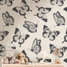Butterfly Cream Black Wallpaper | Girls Nursery Wallpaper | Kids Wallpaper | Childrens Wallpaper | Peel Stick Removable Wallpaper | 3839 - JamesAndColors