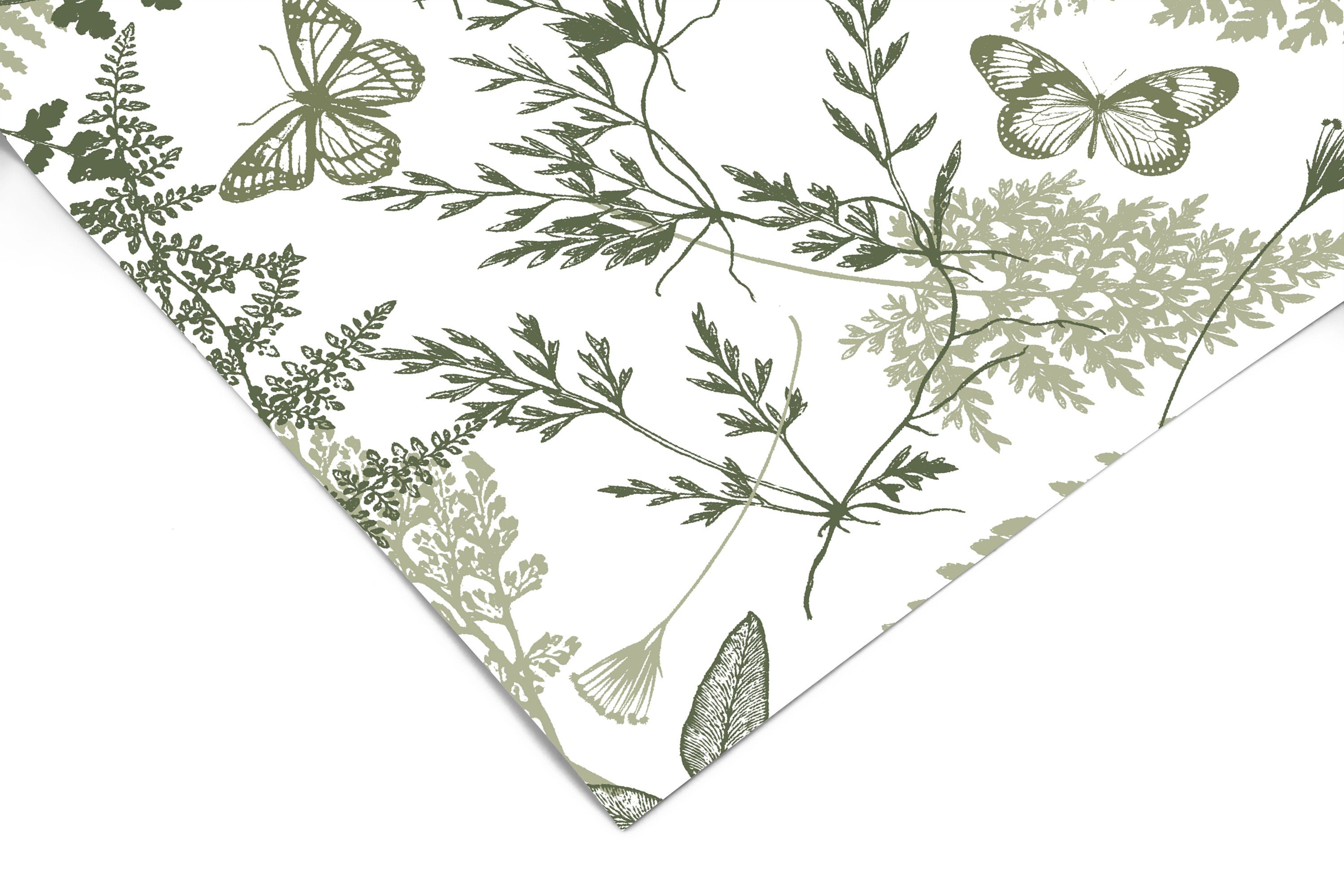 Wallpaper Peel and Stick Wallpaper Green And White Butterfly Ferns Boho Removable Wallpaper Wall Decor Home Decor Wall Art Room Decor 3767 - JamesAndColors