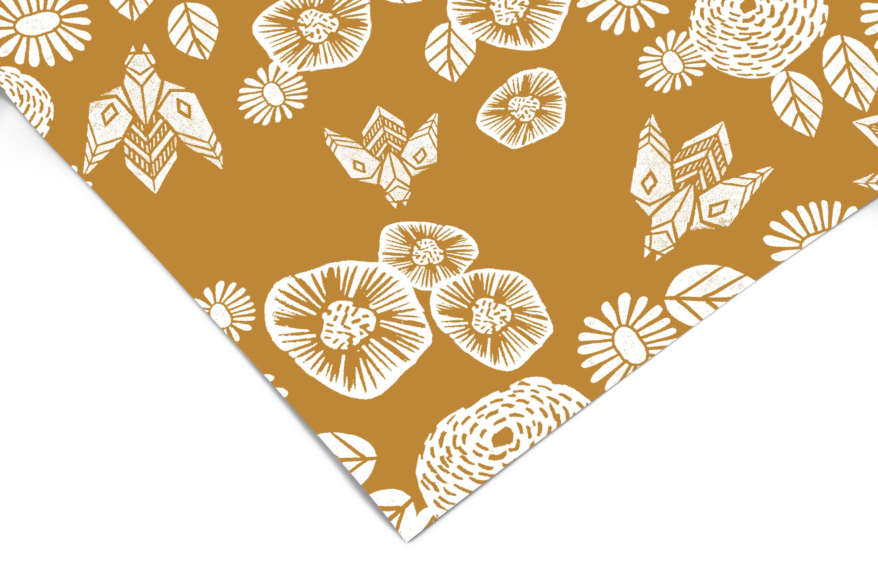 Wallpaper Peel and Stick Wallpaper Golden Yellow And White Floral Boho Removable Wallpaper Wall Decor Home Decor Wall Art Room Decor 3772 - JamesAndColors