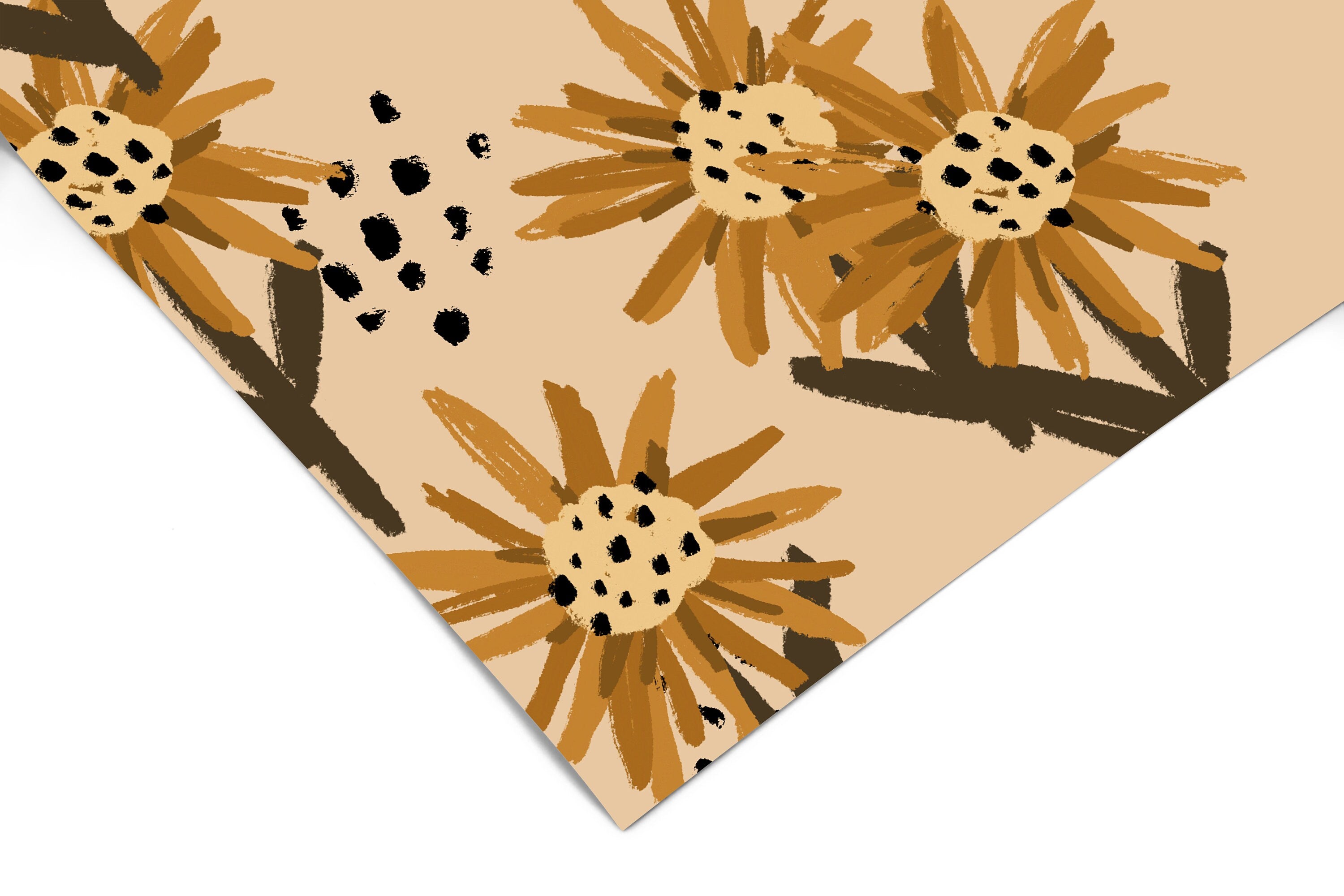 Wallpaper Peel and Stick Wallpaper Boho Golden Sunflowers Floral Removable Wallpaper Wall Decor Home Decor Wall Art Room Decor 3775 - JamesAndColors