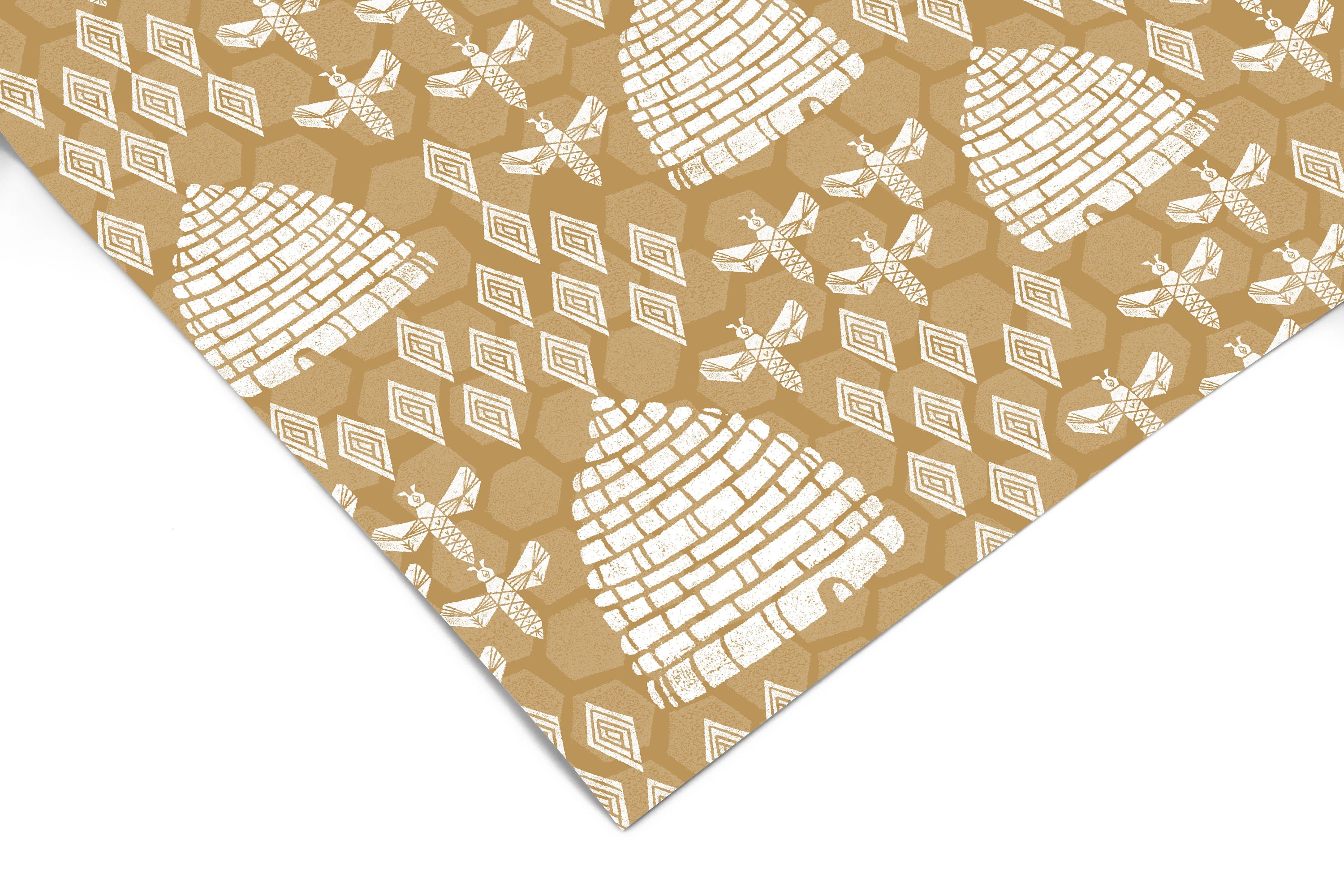 Gold Honeybee Hive Contact Paper | Shelf Liner | Drawer Liner |Peel And Stick Wallpaper | Removable Wallpaper | Peel and Stick Paper 1086 - JamesAndColors