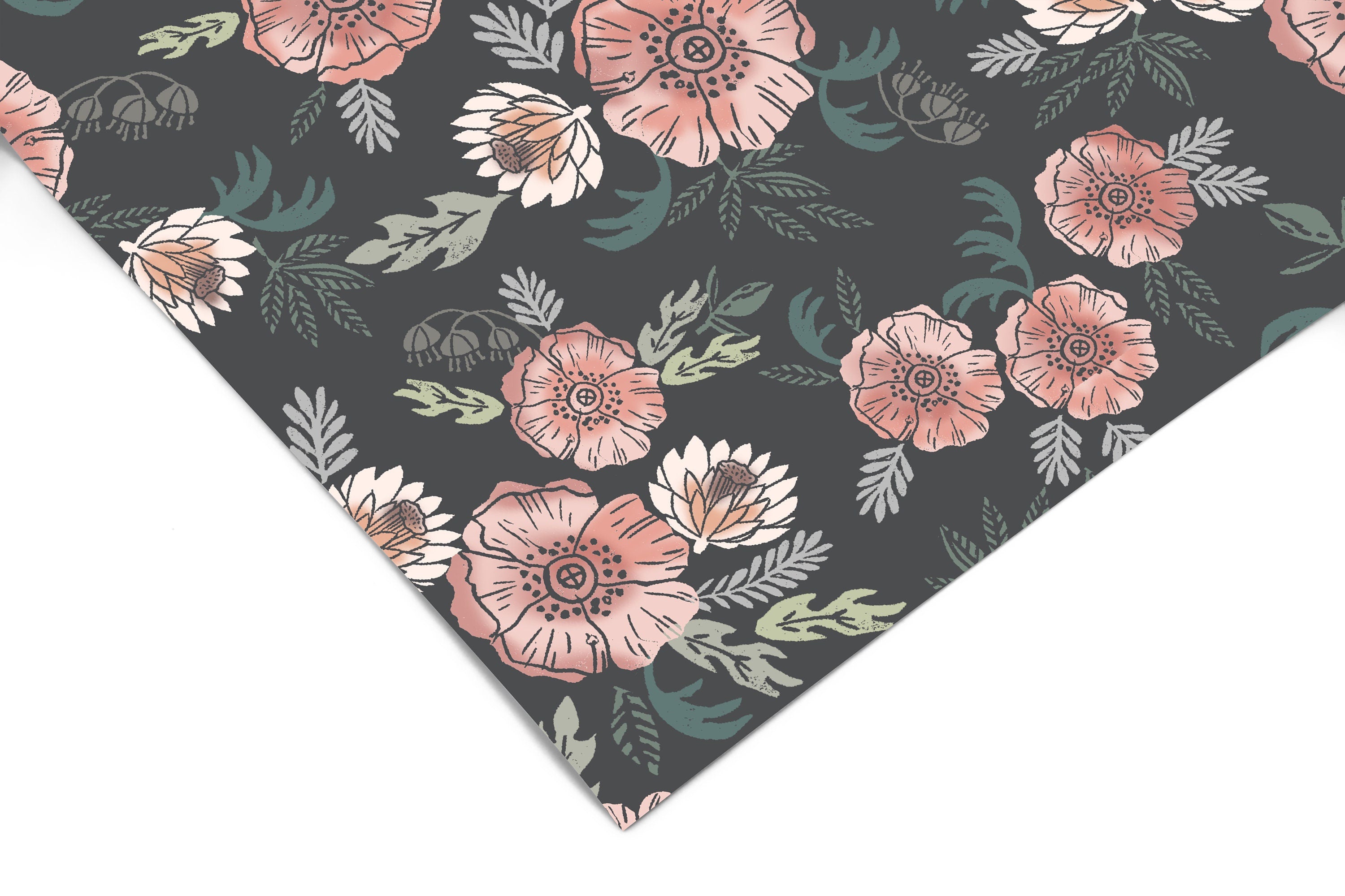 Dark Muted Floral Contact Paper | Peel And Stick Wallpaper | Removable Wallpaper | Shelf Liner | Drawer Liner Peel and Stick Paper 1097