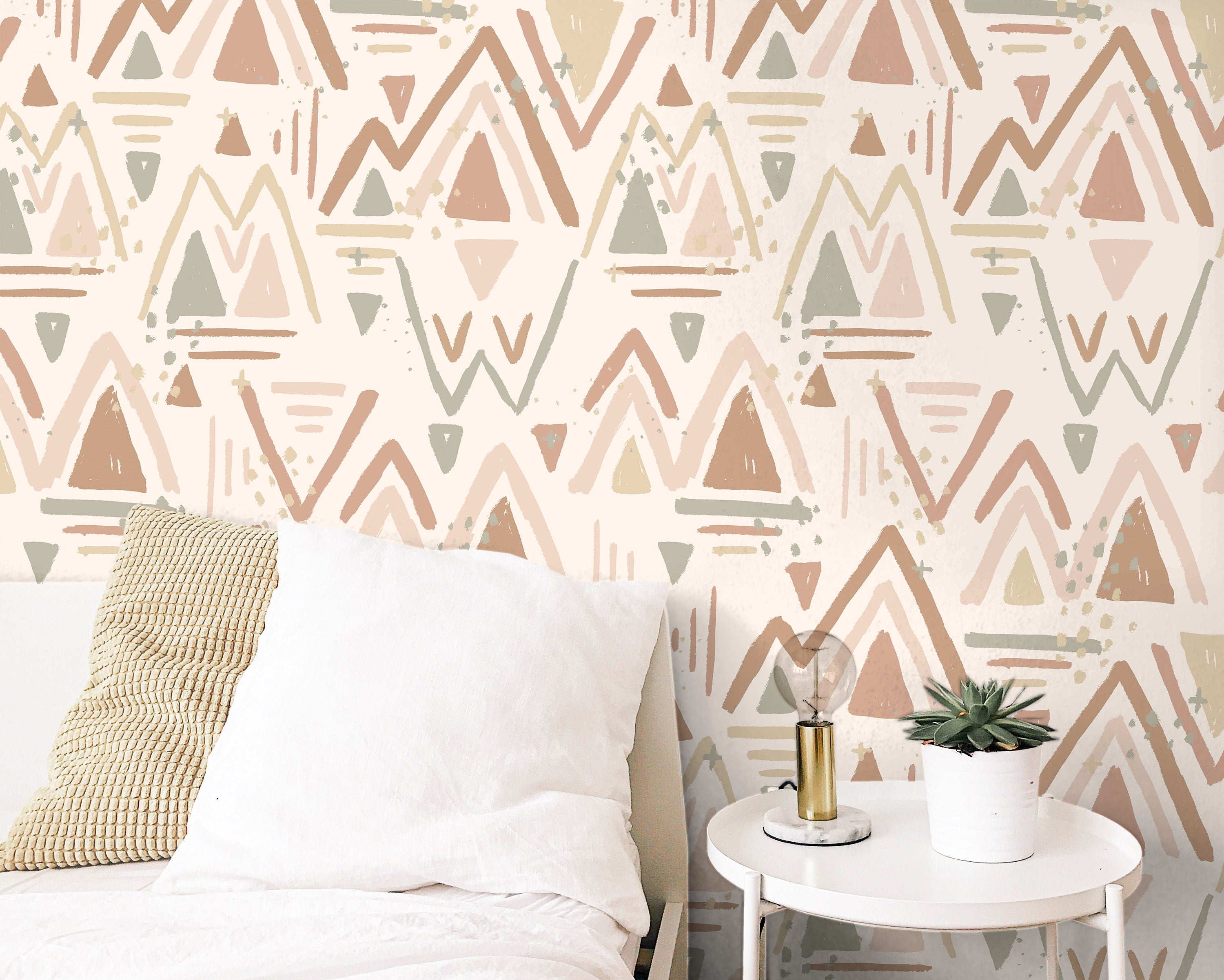 Muted Tribal Wallpaper Peel and Stick Wallpaper Removable Wallpaper Wall Decor Home Decor Wall Art Printable Wall Art Room Decor 3855 - JamesAndColors