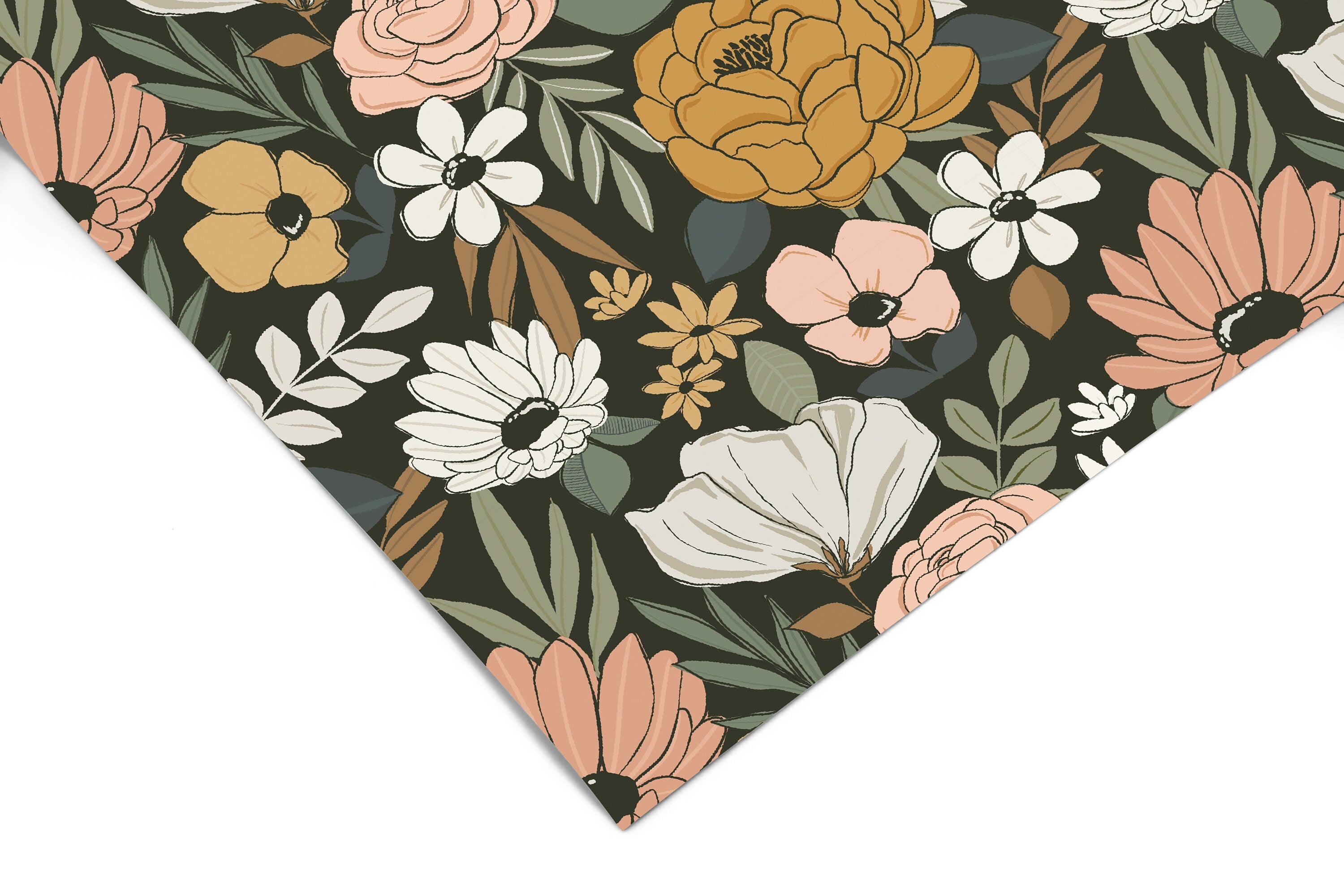 Vintage Dark Floral Girls Wallpaper | Girls Nursery Wallpaper | Kids Wallpaper | Childrens Wallpaper | Peel Stick Removable Wallpaper | 3854 - JamesAndColors
