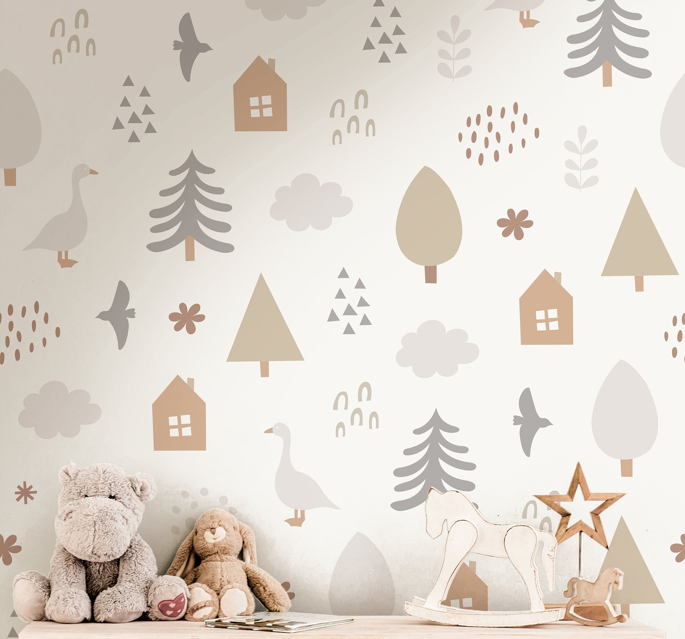 Nursery Wallpaper | Girls Nursery Wallpaper | Kids Wallpaper | Childrens Wallpaper | Peel Stick Wallpaper | Removable Wallpaper | 3784 - JamesAndColors