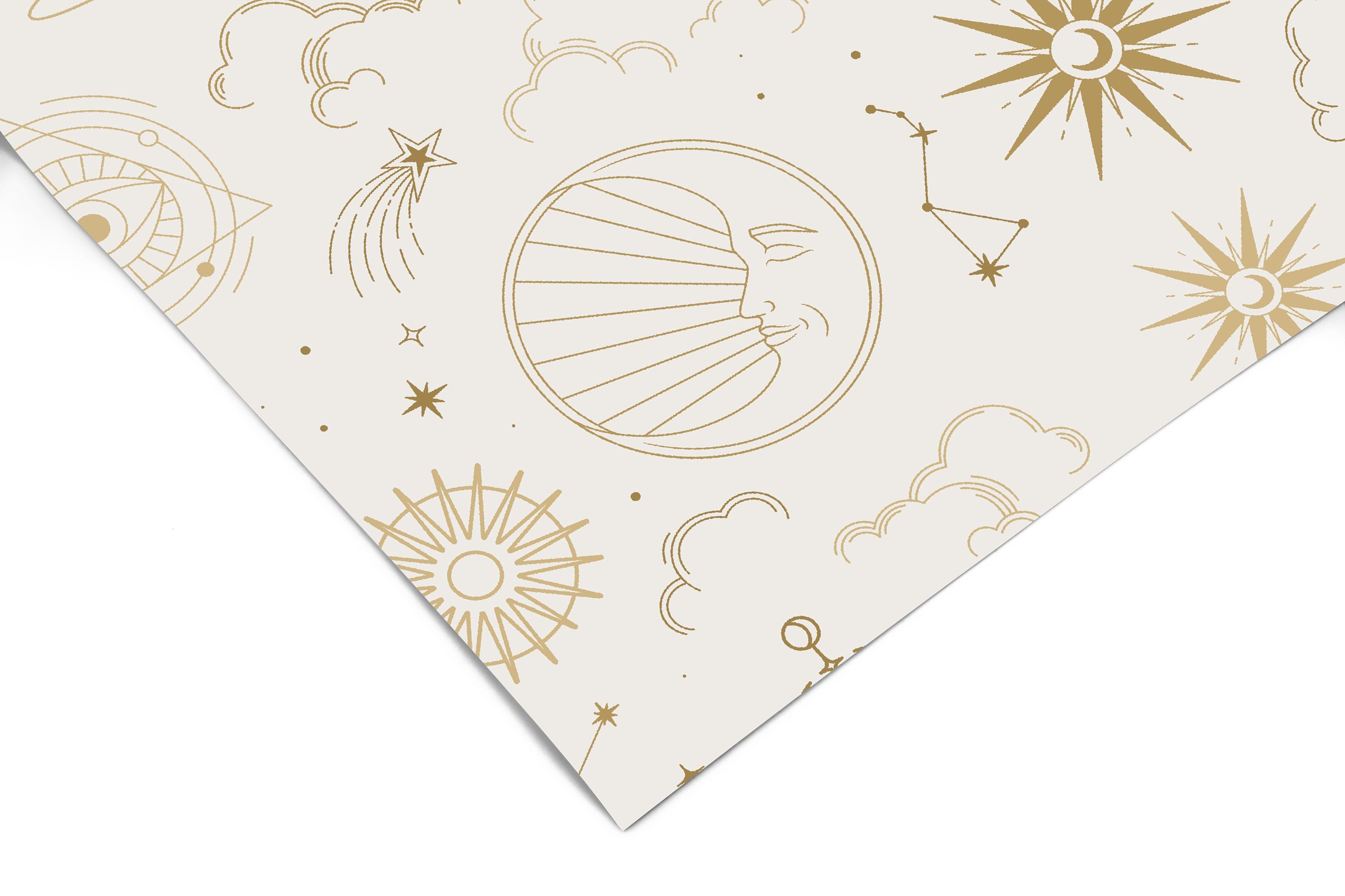 Gold Cream Sun Moon Wallpaper Peel and Stick Wallpaper Removable Wallpaper Wall Decor Home Decor Wall Art Printable Wall Art Room Decor 3787 - JamesAndColors