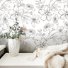 Wallpaper Peel and Stick Wallpaper Large Outline Floral Neutral White Removable Wallpaper Wall Decor Home Decor Wall Art Room Decor 3812 - JamesAndColors