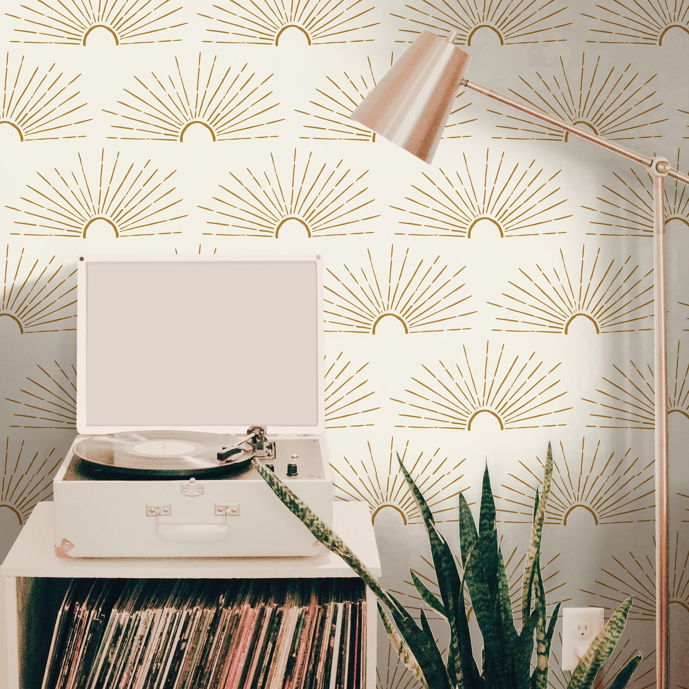 Wallpaper Peel and Stick Wallpaper Boho Golden Sun Cream Neutral Removable Wallpaper Wall Decor Home Decor Wall Art Room Decor 3809 - JamesAndColors