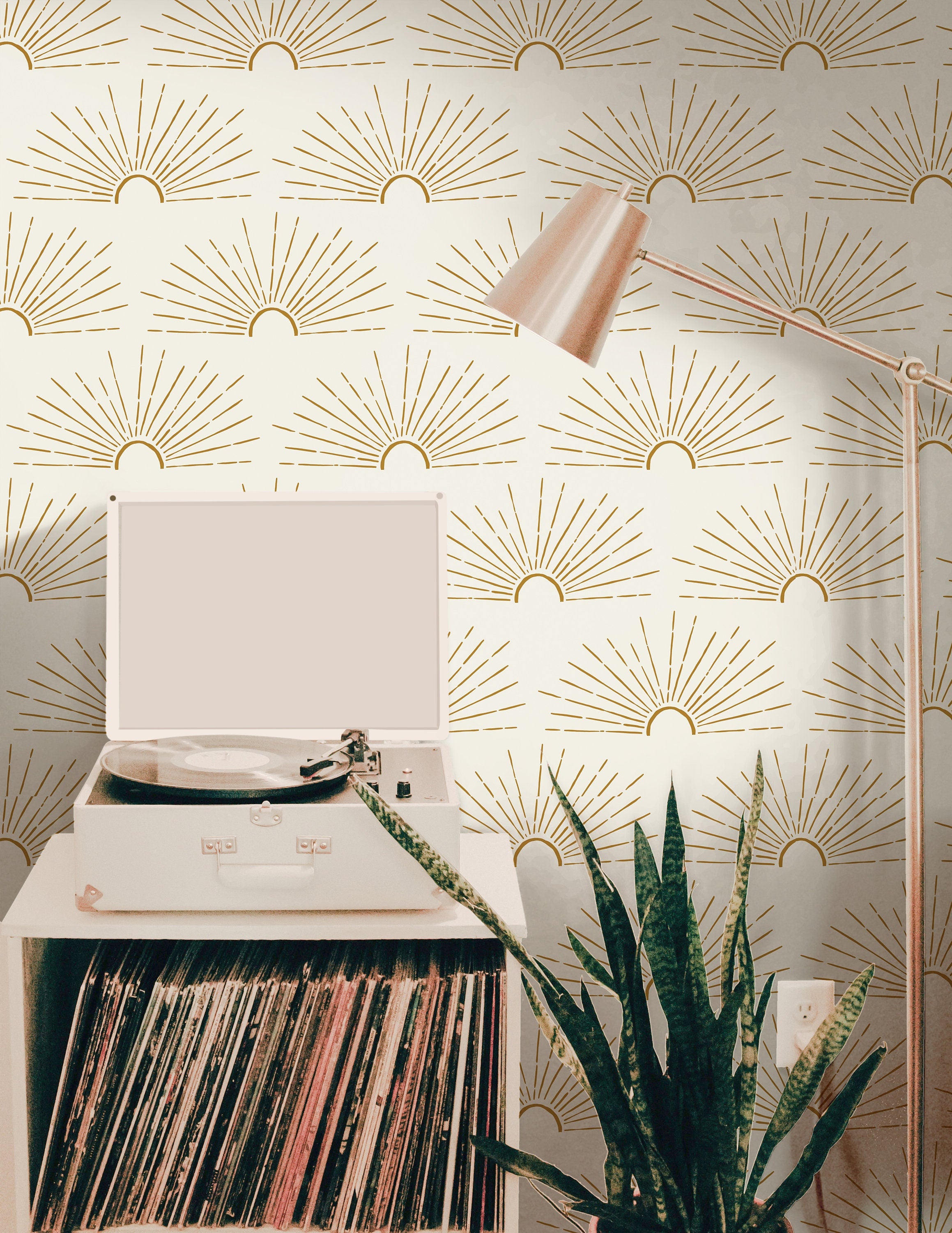 Wallpaper Peel and Stick Wallpaper Boho Golden Sun Cream Neutral Removable Wallpaper Wall Decor Home Decor Wall Art Room Decor 3809 - JamesAndColors