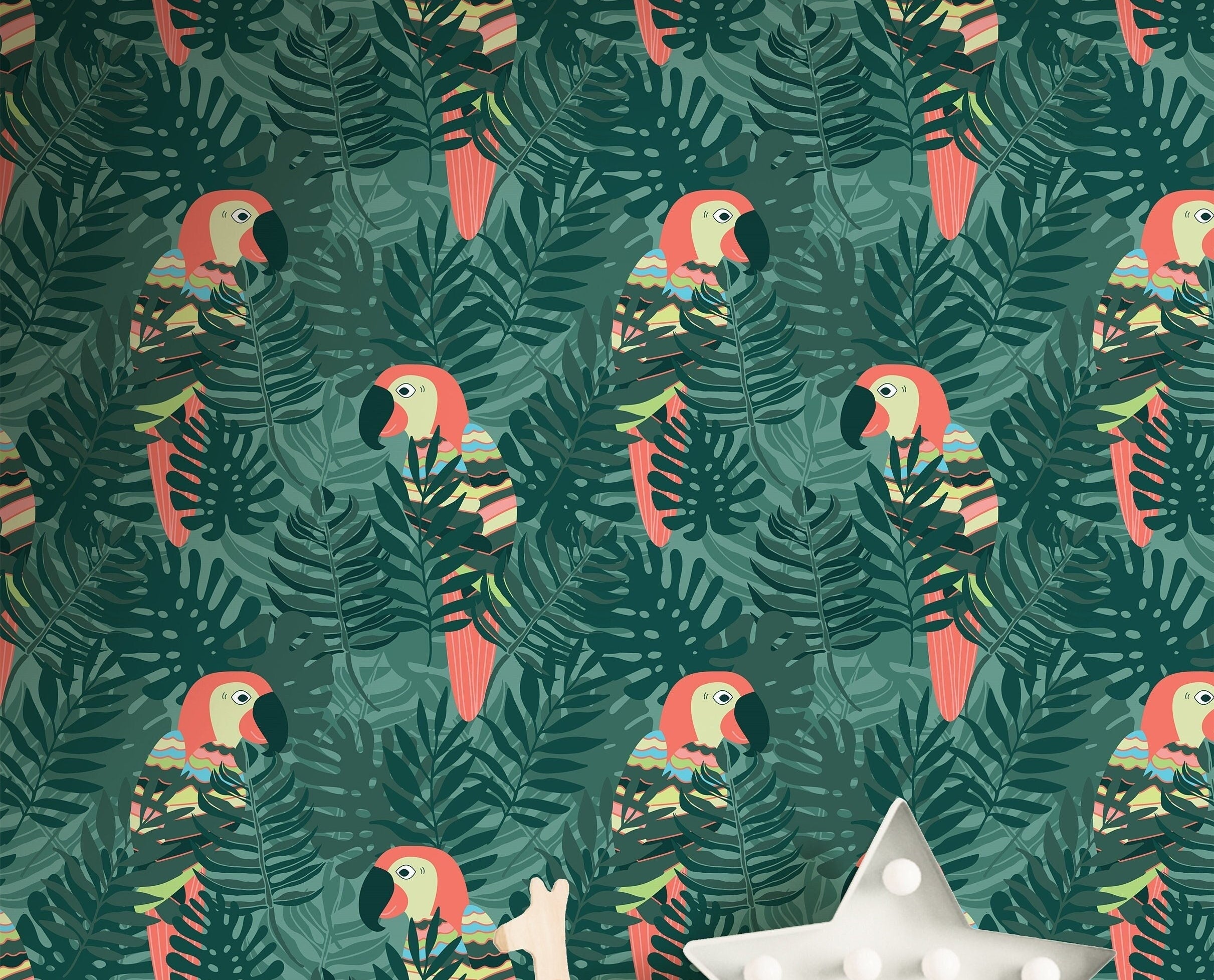 Tropical Kids Room Wallpaper | Adhesive Wallpaper | Peel And Stick Wallpaper | Removable Wallpaper | Wall Paper Peel And Stick Mural 1004 - JamesAndColors