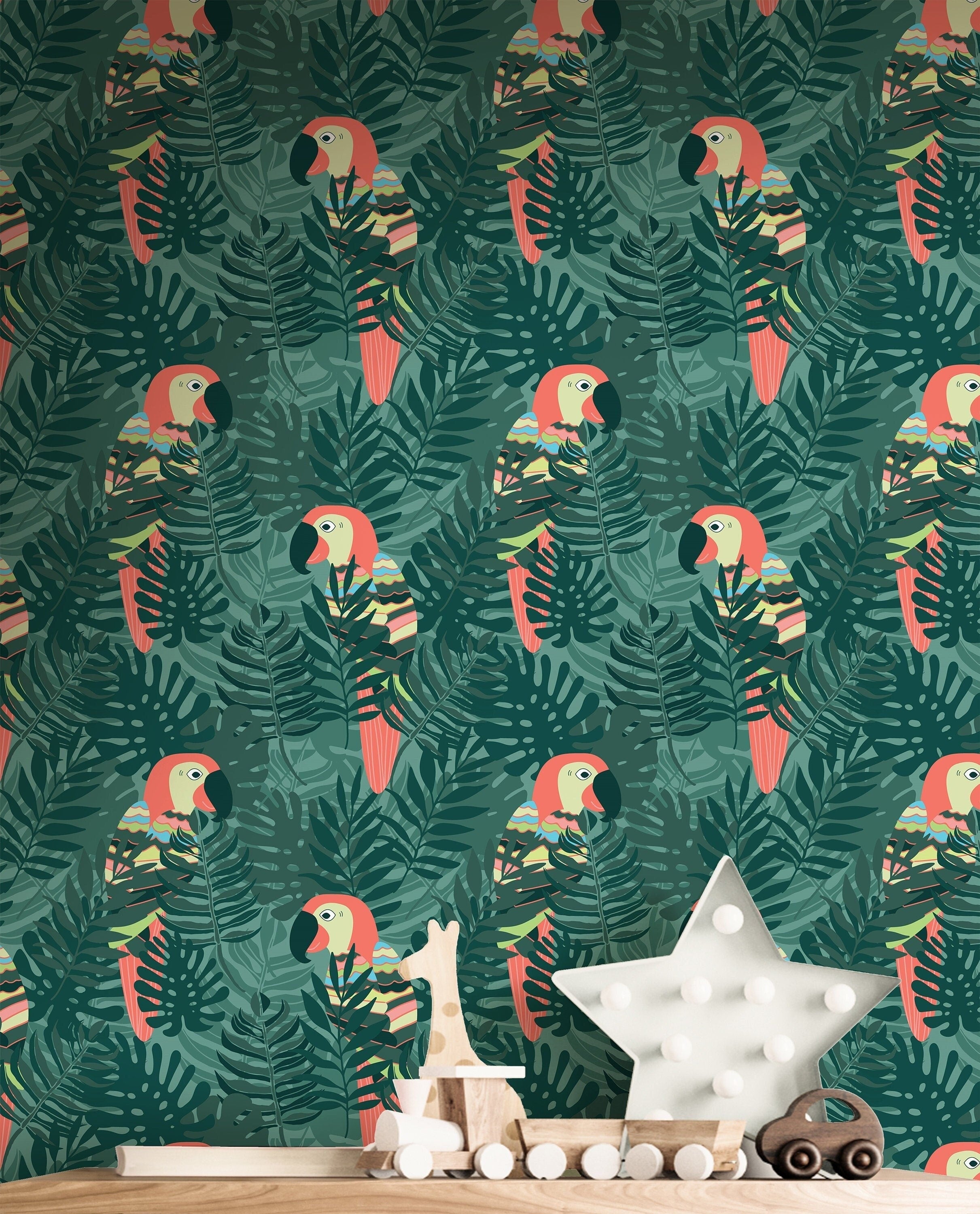 Tropical Kids Room Wallpaper | Adhesive Wallpaper | Peel And Stick Wallpaper | Removable Wallpaper | Wall Paper Peel And Stick Mural 1004 - JamesAndColors