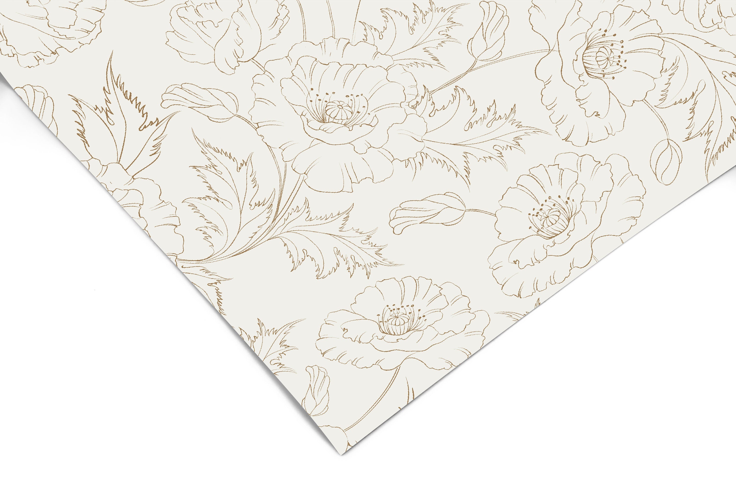 Fleeting Flowers | Neutral Floral Removable Contact Paper for Shelves, Cabinets, Walls, DIY Home Decor 1129