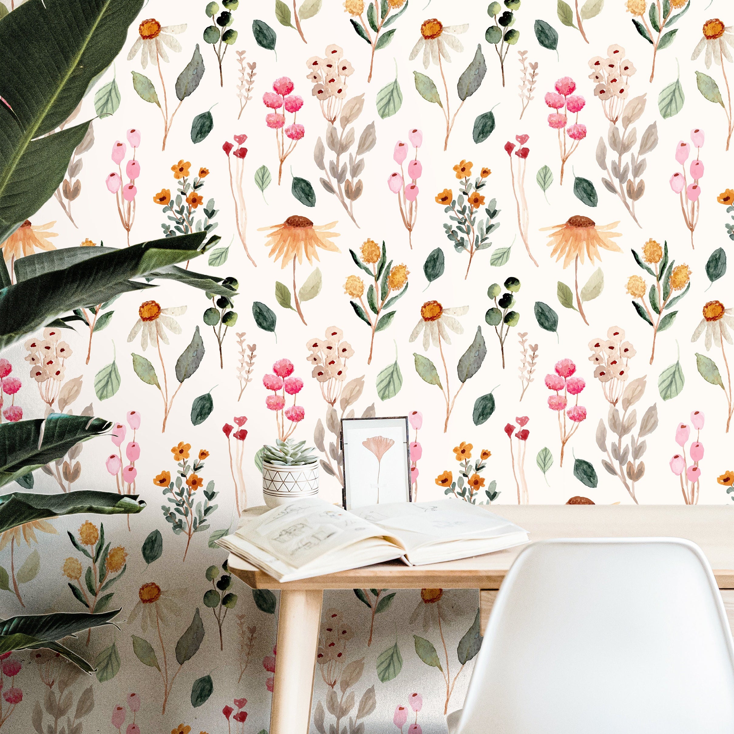 Wildflowers Wallpaper | Girls Nursery Wallpaper | Kids Wallpaper | Childrens Wallpaper | Peel Stick Wallpaper | Removable Wallpaper | 3865 - JamesAndColors