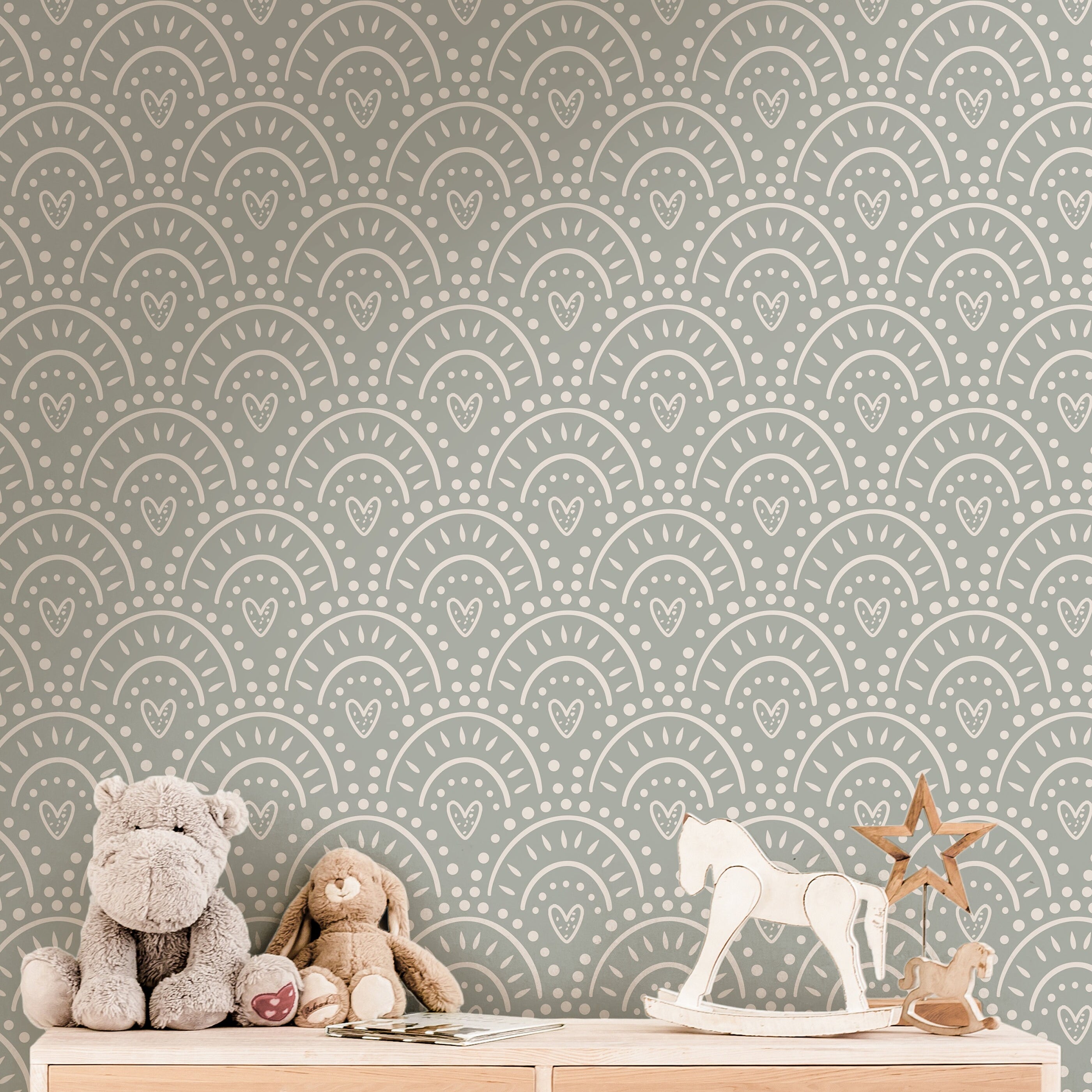 Boho Hearts Wallpaper | Girls Nursery Wallpaper | Kids Wallpaper | Childrens Wallpaper | Peel Stick Wallpaper | Removable Wallpaper | 3825 - JamesAndColors