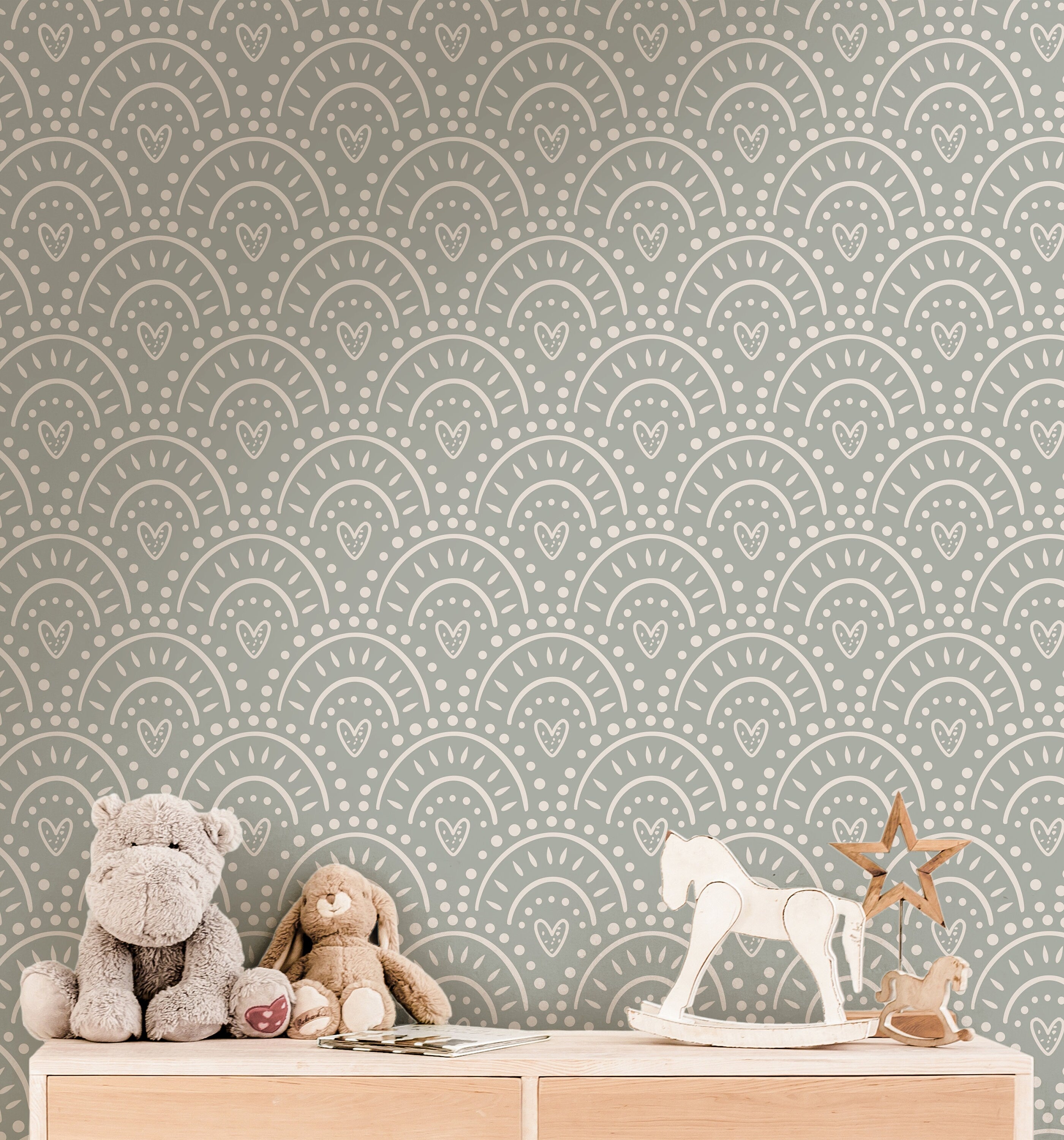 Boho Hearts Wallpaper | Girls Nursery Wallpaper | Kids Wallpaper | Childrens Wallpaper | Peel Stick Wallpaper | Removable Wallpaper | 3825 - JamesAndColors