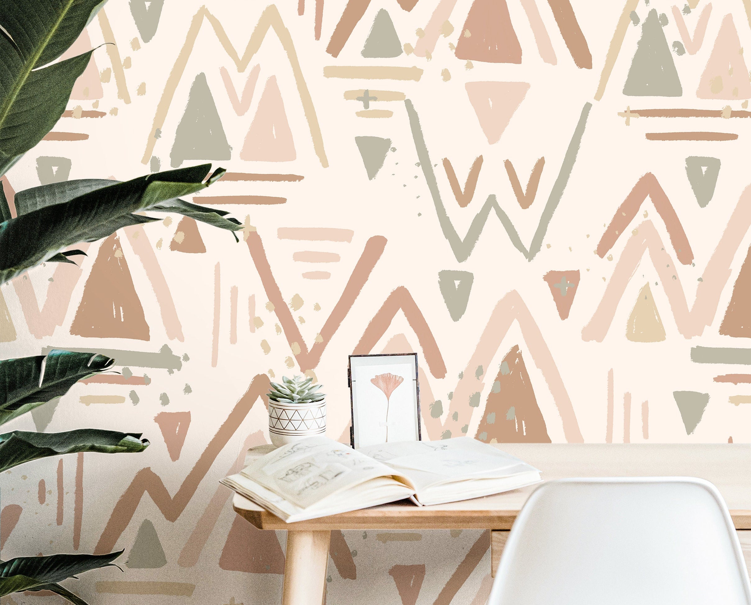 Muted Tribal Wallpaper Peel and Stick Wallpaper Removable Wallpaper Wall Decor Home Decor Wall Art Printable Wall Art Room Decor 3855 - JamesAndColors
