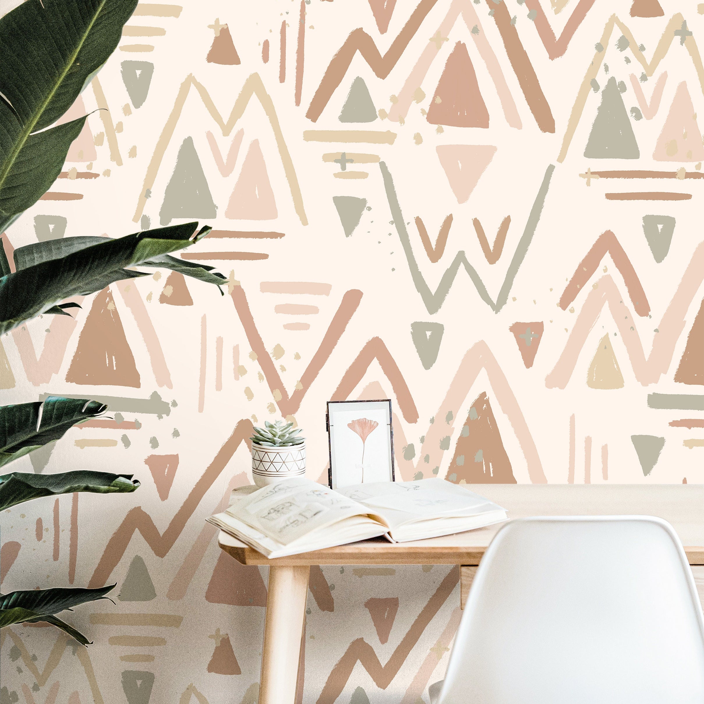 Muted Tribal Wallpaper Peel and Stick Wallpaper Removable Wallpaper Wall Decor Home Decor Wall Art Printable Wall Art Room Decor 3855 - JamesAndColors