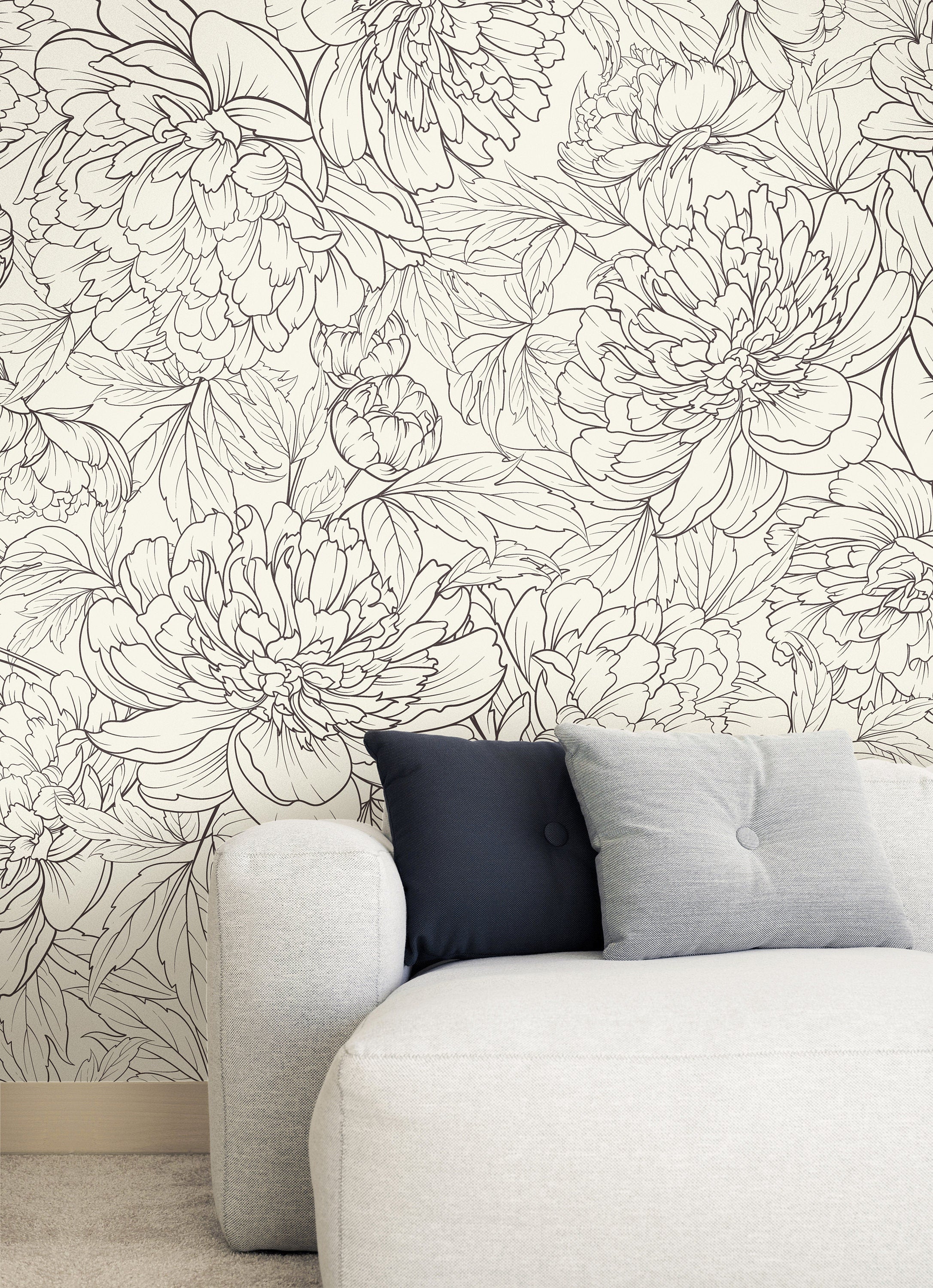 black white wallpaper floral