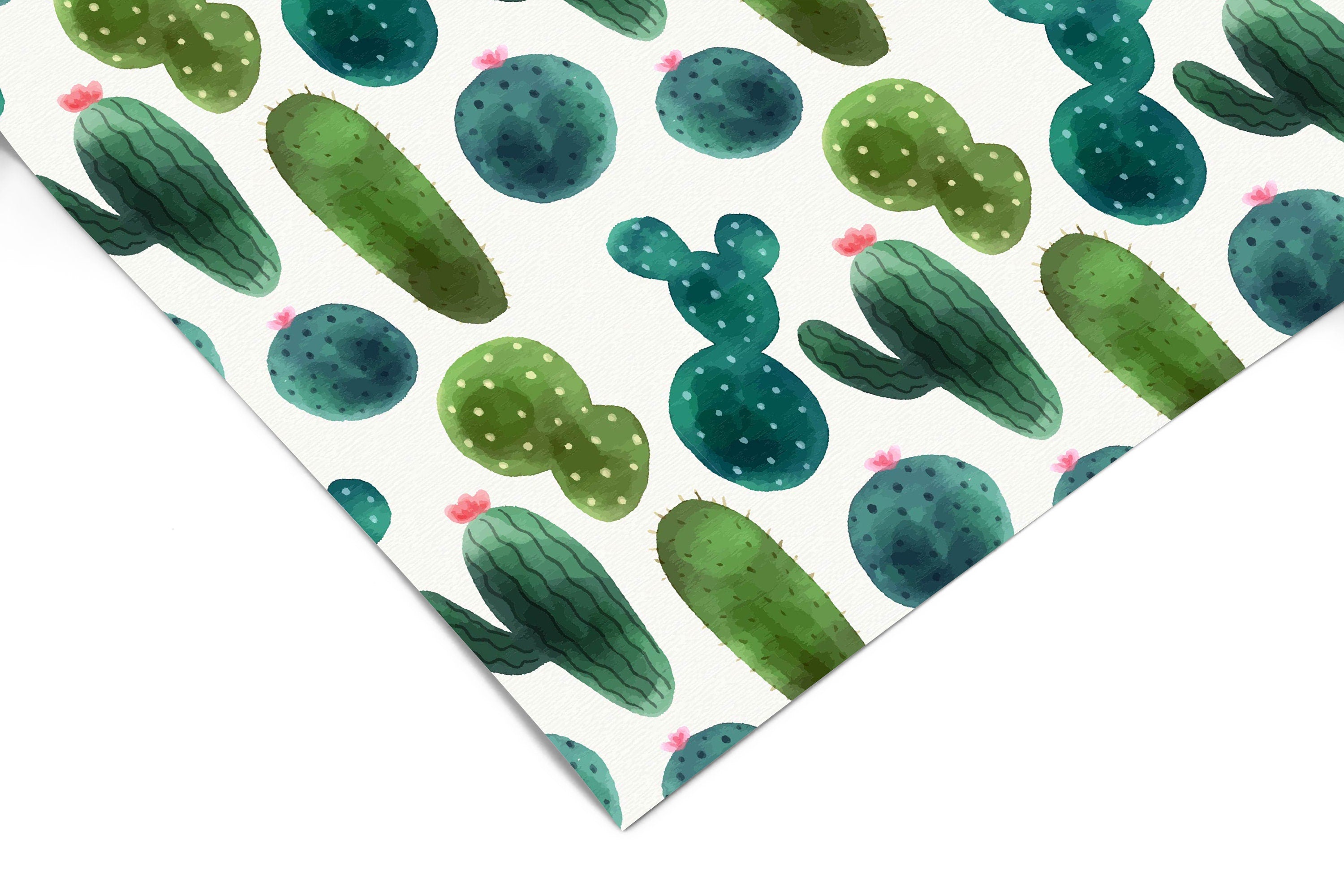 Watercolor Cactus Contact Paper | Peel And Stick Paper | Removable Wallpaper | Shelf Liner | Drawer Liner | Peel and Stick Wallpaper 1184 - JamesAndColors