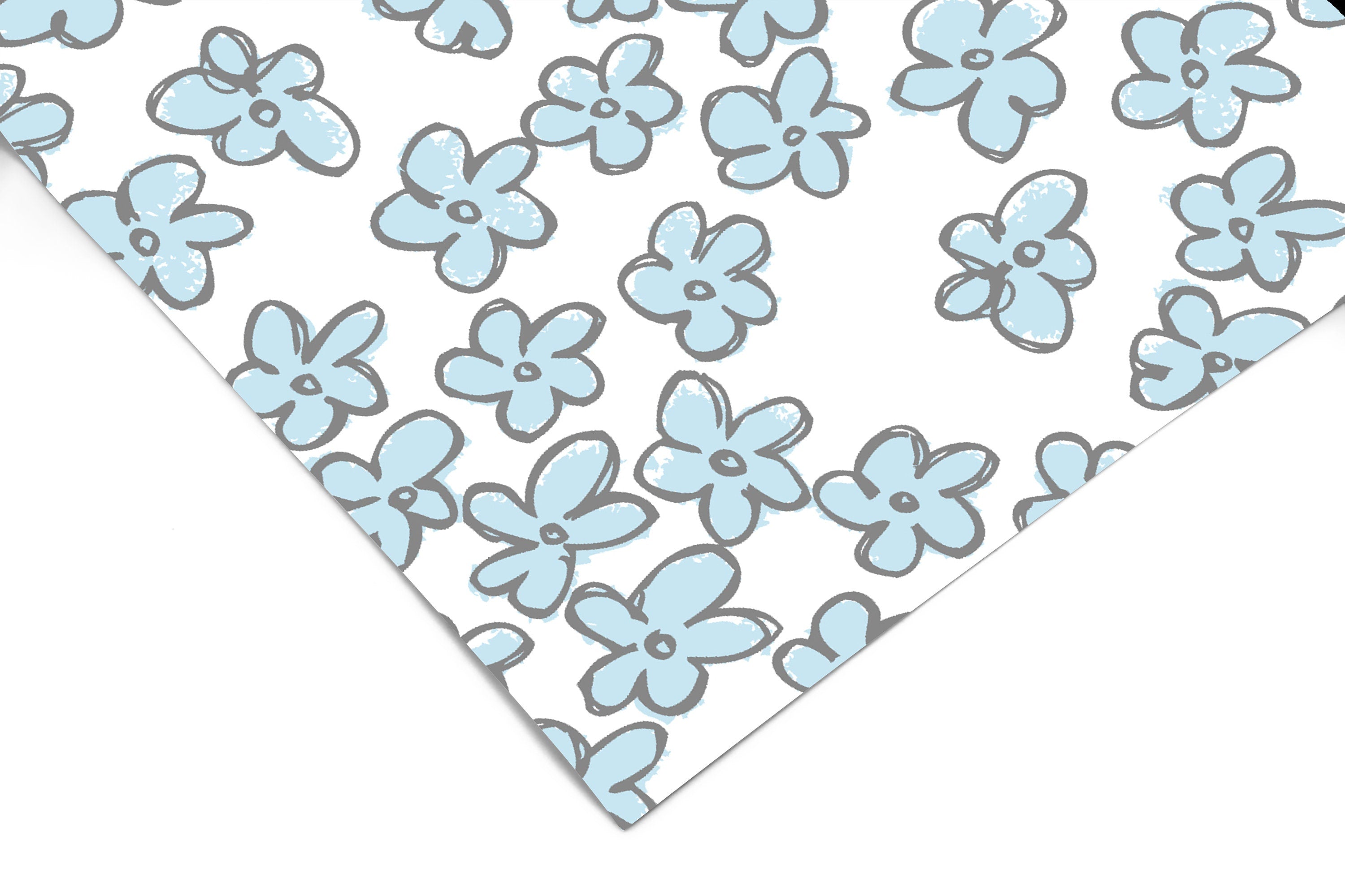 Wallpaper Peel and Stick Wallpaper Little Blue Flowers White Light Blue Removable Wallpaper Wall Decor Home Decor Wall Art Room Decor 3882 - JamesAndColors