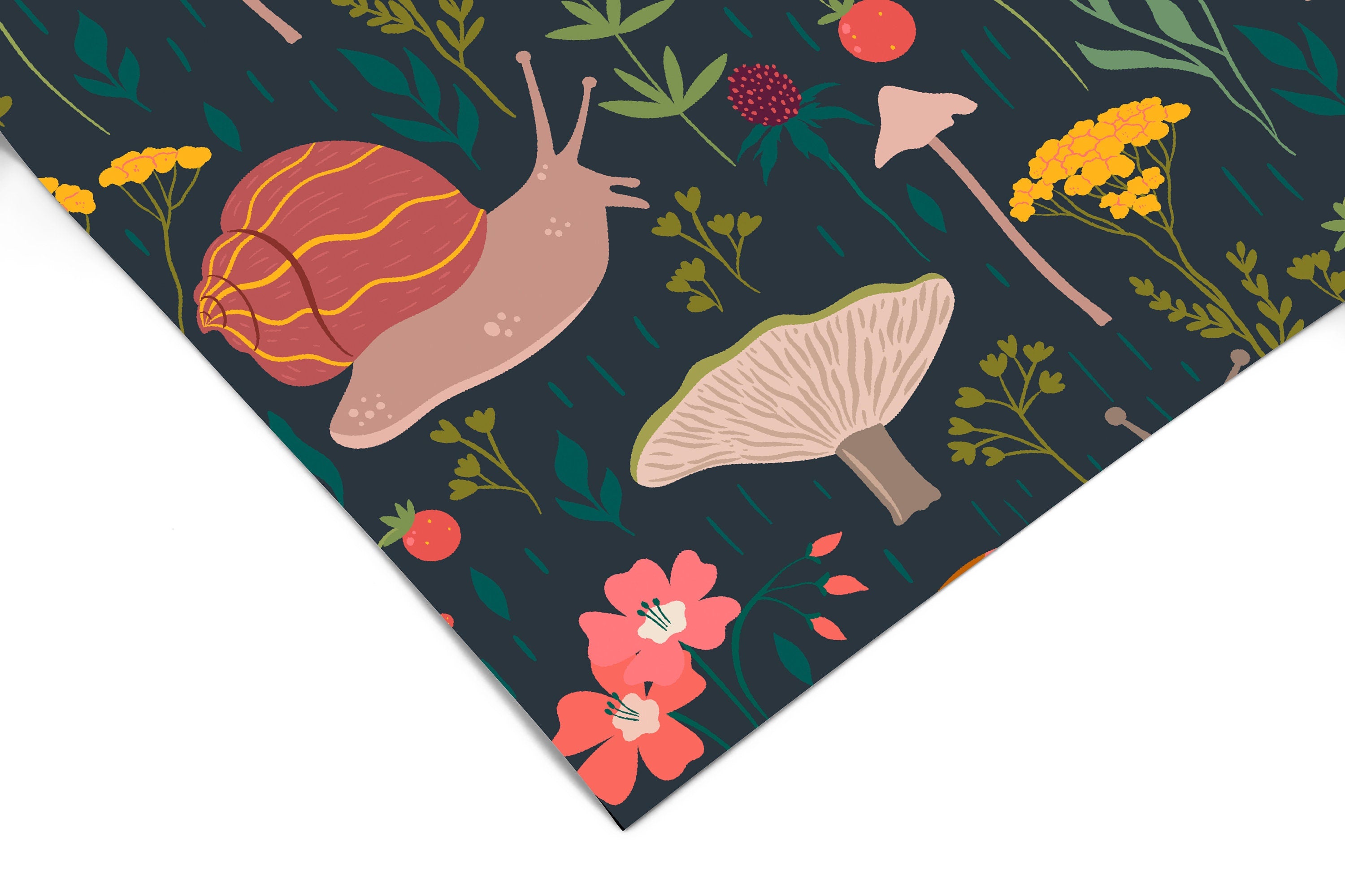Snails Garden Floral Girls Wallpaper | Girls Nursery Wallpaper | Kids Wallpaper | Childrens Wallpaper | Peel Stick Removable Wallpaper | 47 - JamesAndColors