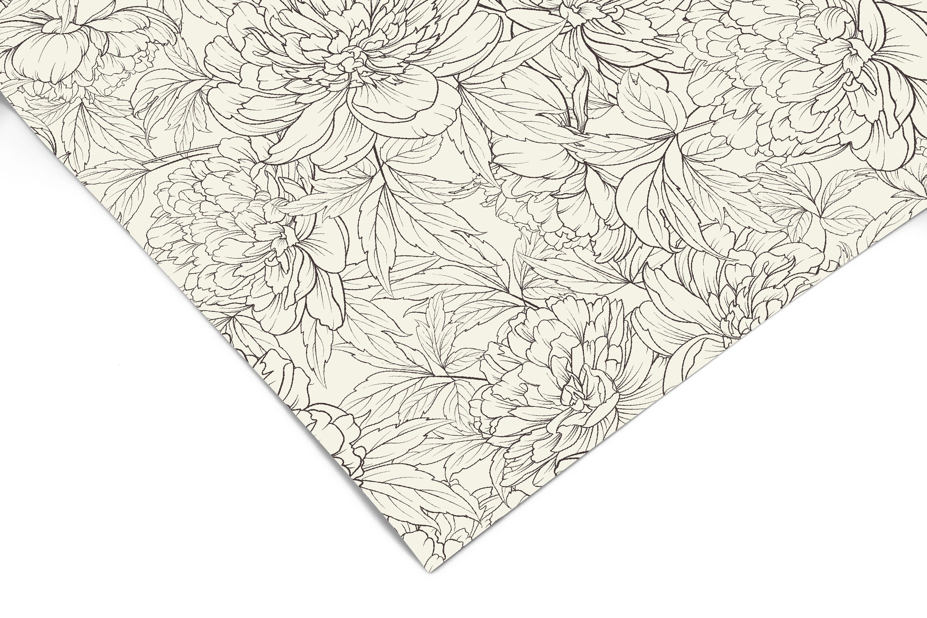 Peony Perfection | Neutral Floral Removable Contact Paper for Shelves, Cabinets, Walls, DIY Home Decor 1198